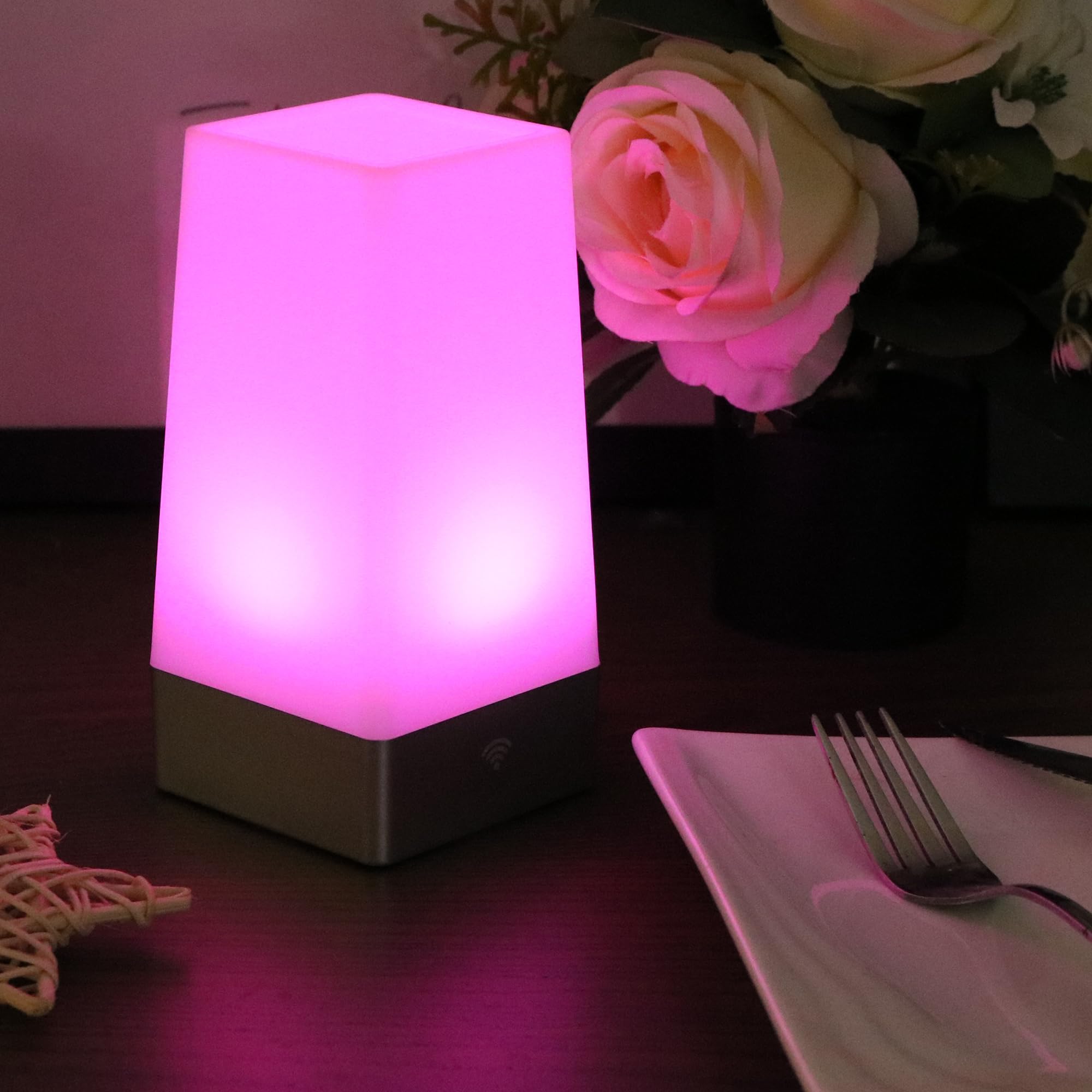 Wralwayslx Led Square Night Light With Remote Control,Color Changing Table Lamp Battery Operated Lamp For Kids Room, Bedroom,Kit