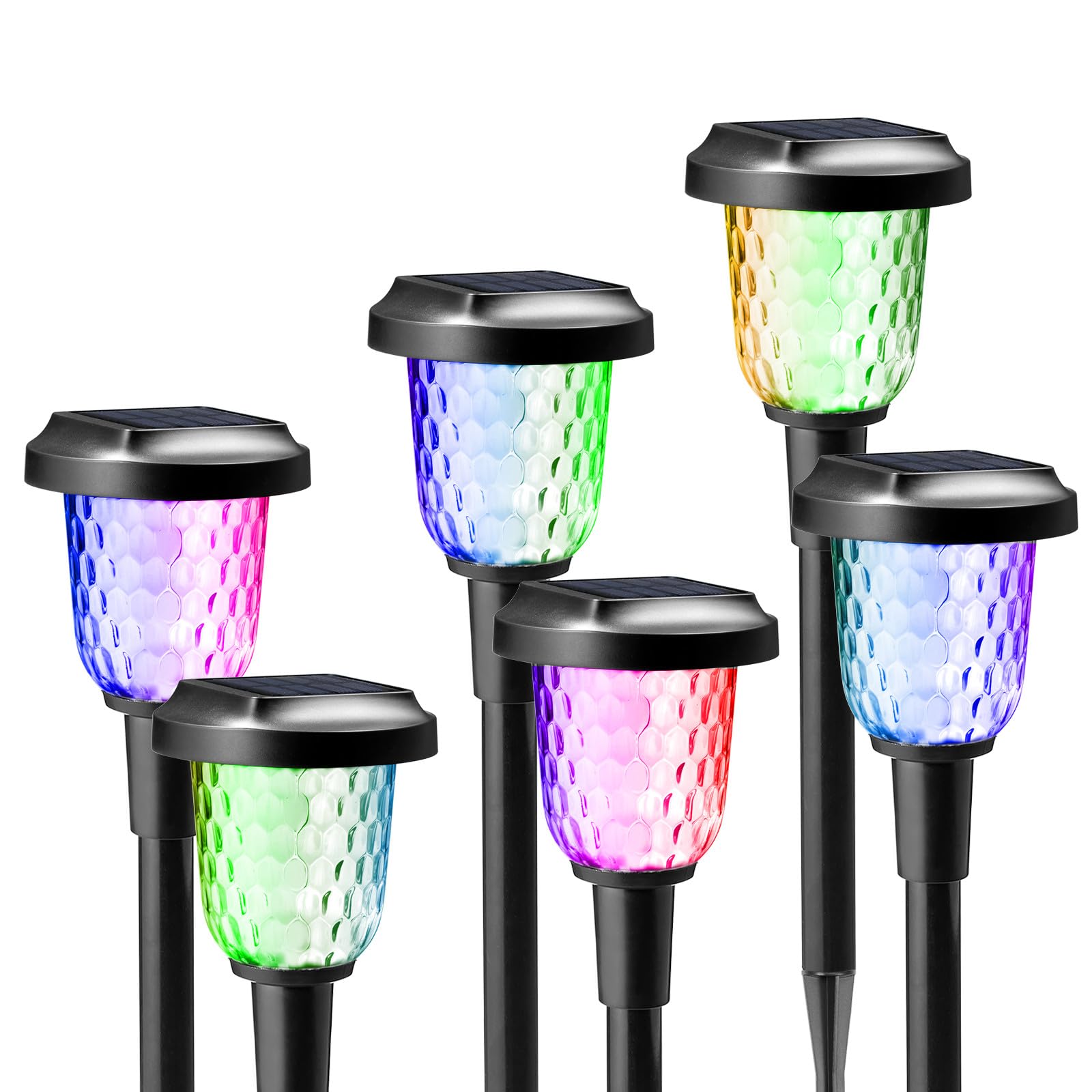 Umickoo Solar Outdoor Lights,6 Pack Dream Dynamic Pathway Light,Waterproof Color Changing Walkway Lights Maintain 10 Hours of Li