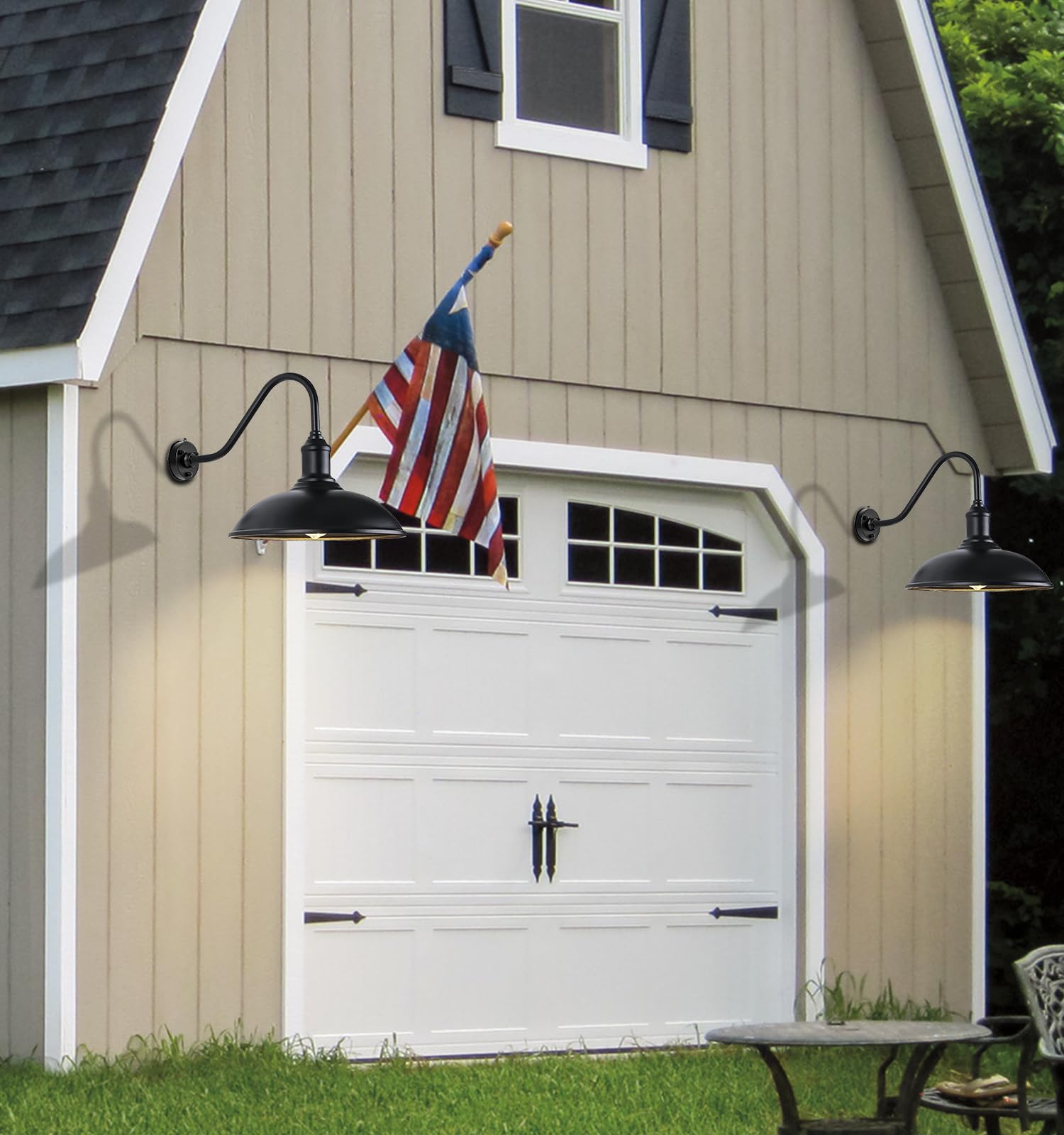 Ytzlvw Large 18In Dusk To Dawn Outdoor Barn Lights  Classic Gooseneck Light Up The Night  Suitable For Porch  Farmhouse  Garage Lighting