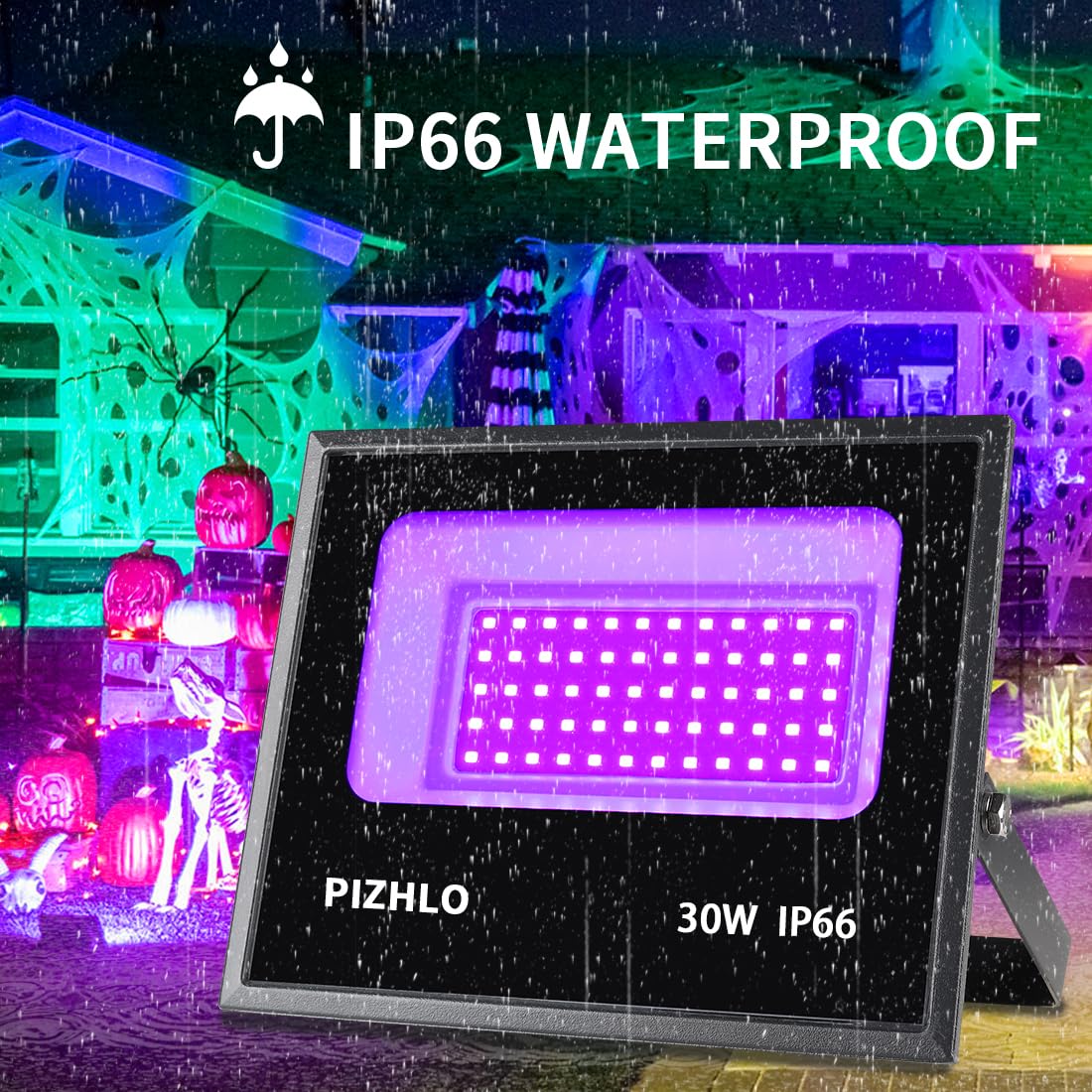 4 Pack 30W Black Light, Blacklight Flood Light With Plug & Switch, Ip66 Waterproof Outdoor Black Light Spotlight For Dance Party