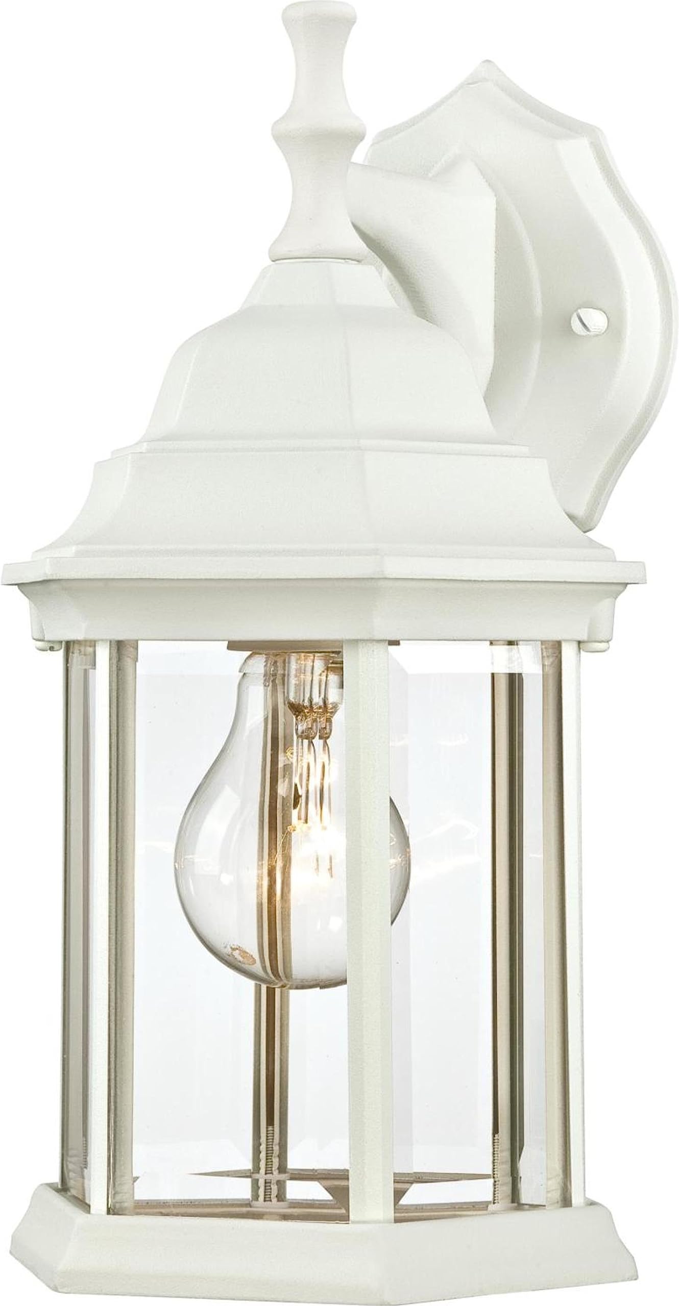 Westinghouse One-Light Exterior Wall Lantern, Textured White Finish, Cast Aluminum, Clear Beveled Glass, Model 6783400