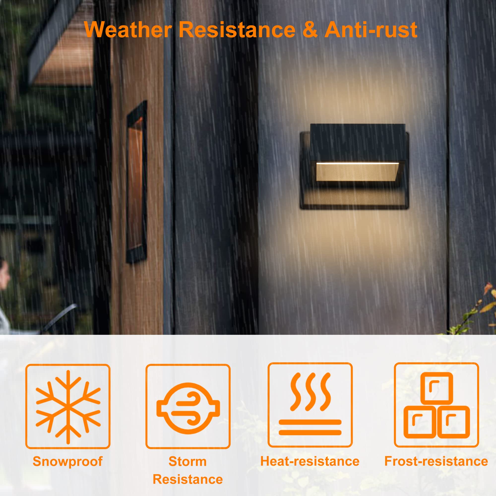 Lustrlach Dull Black Led Outdoor Up Down Wall Sconce Light - Ip54 Waterproof Aluminum 3000K