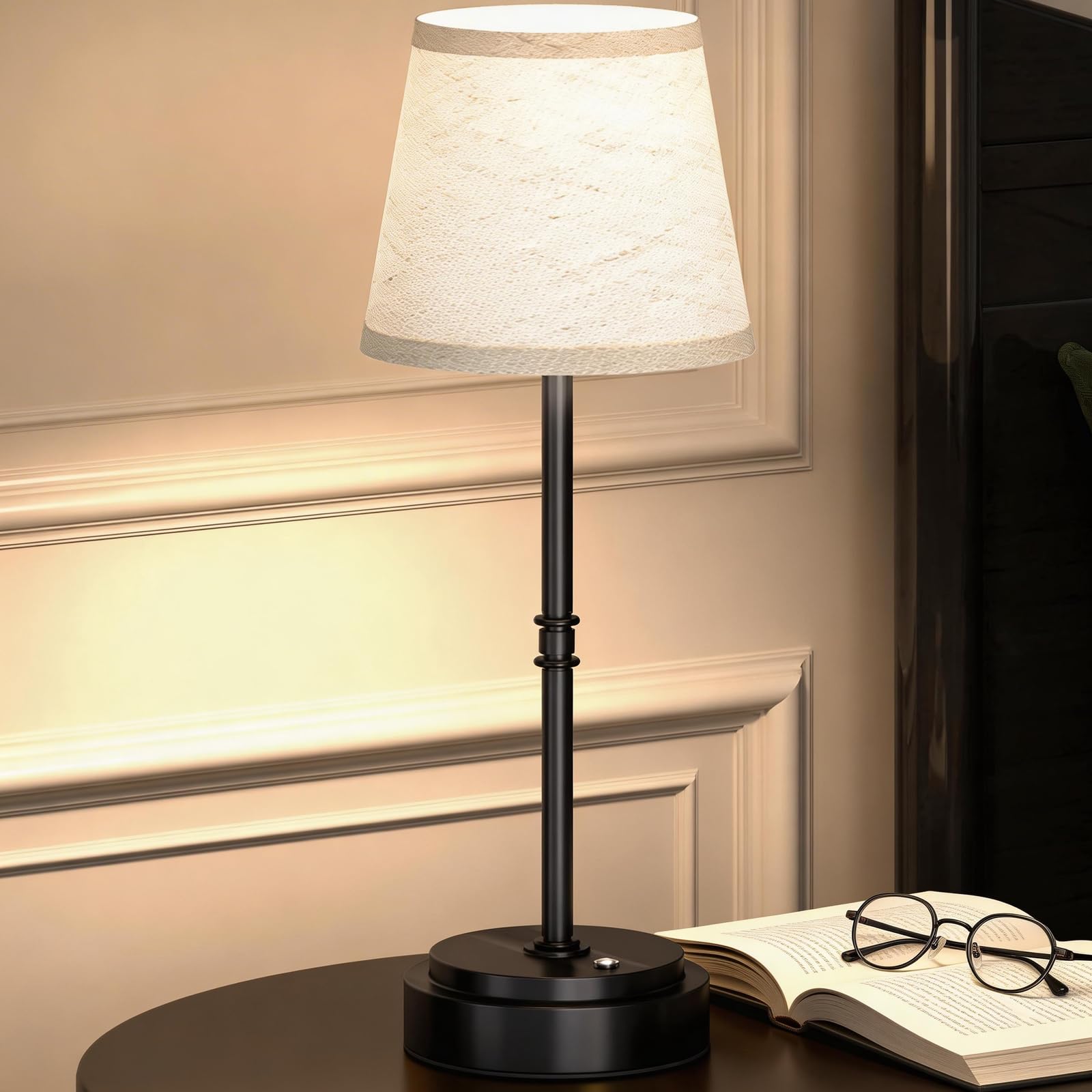 Litluzecozy Cordless Table Lamp Rechargeable Black - 1 Pack 7500mAH Battery Operated Lamp for Decor  3000K Stepless Dimming Touch Control Wireless Lamp for Bedroom  Dining Table  Counter  Living Room
