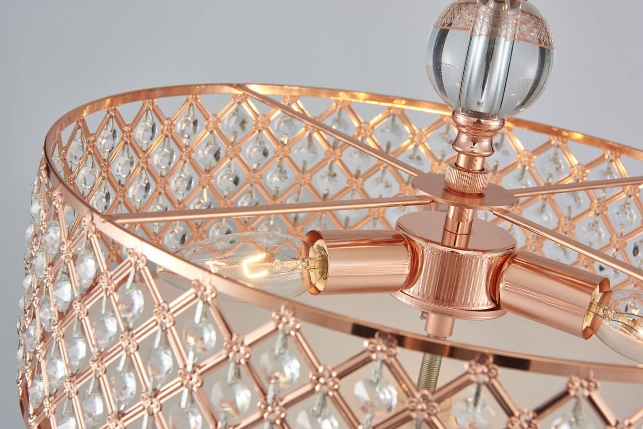 SM Saint Mossi 3-Light Semi Flush Mount Chandelier, Modern K9 Crystal, Rose Gold Finish, H11 x D15.4, Model SM-DY-22021-CA