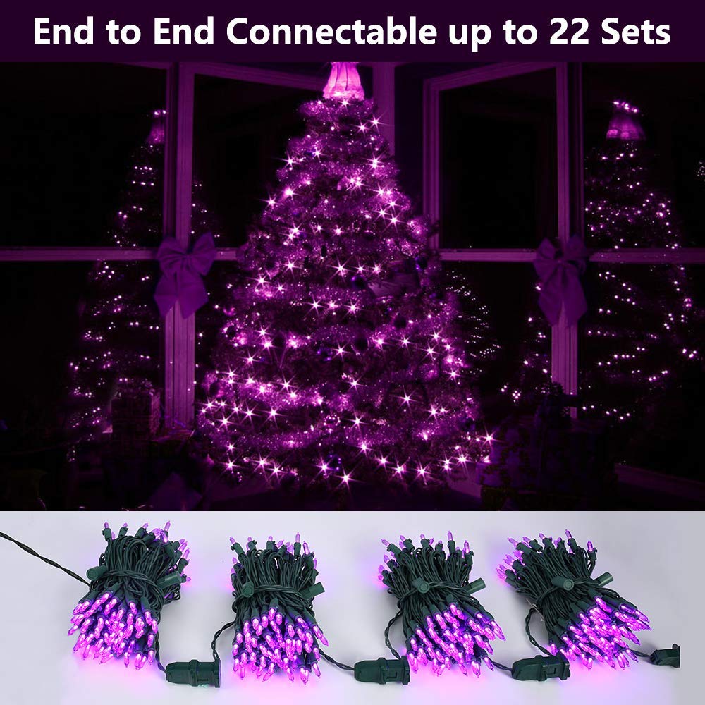 Brizled Purple String Lights, 100 LED 33ft Outdoor Christmas Lights, UL Certified, Model TSD-100W-3/S-FT19
