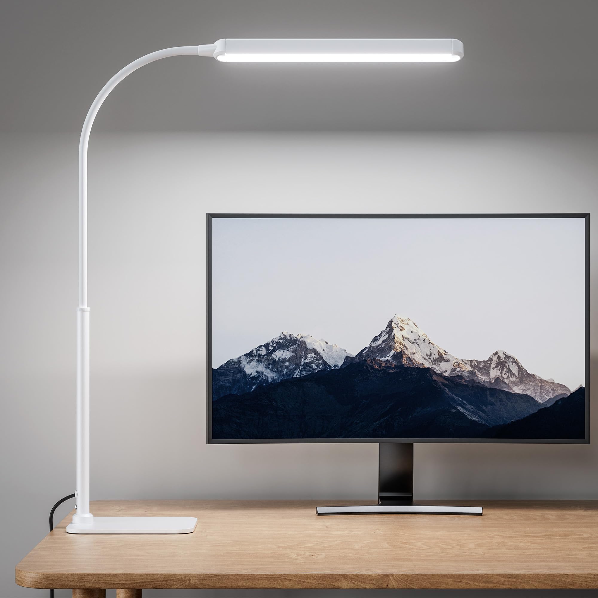 Superdanny Eye-Caring Led Desk Lamp With Base 360?Flexible Gooseneck Work Lamp Touch Control 3 Light Colors Smooth Dimming Task Lighting Reading Light For Home Office College Dorm  White