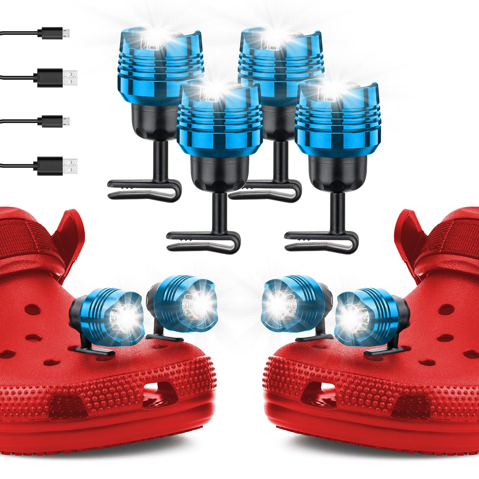 WINNDACHI Rechargeable Headlights for Clogs, Adjustable Light, Clip-on, Blue, Model WDC-102A-BU