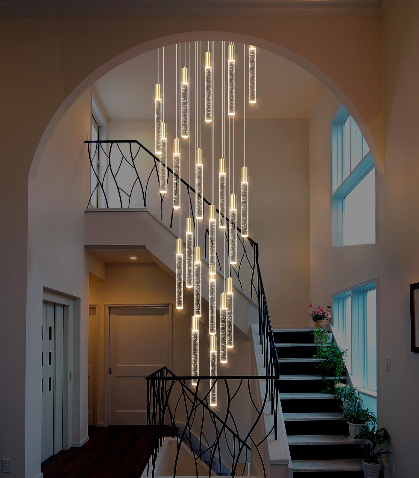 Haixiang 13Ft Long Crystal Chandelier For Living Room, Dining Room, Entryway, Kitchen, Hotel - Gold