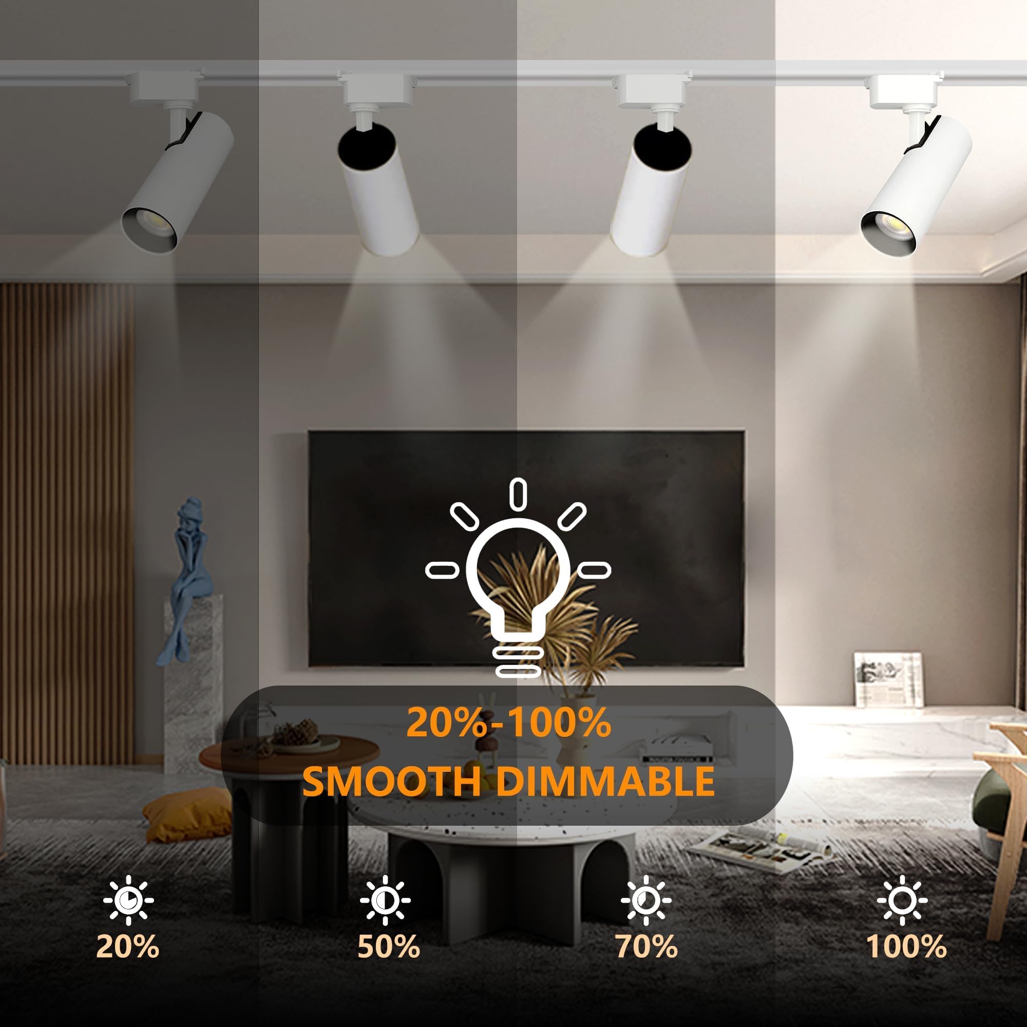 Bravsekai Ultra-Bright H Type Track Lighting Heads, 12Pcs 6000K Cool White 20W 2400Lm For Accent Lighting, Dimmable Led Track Li