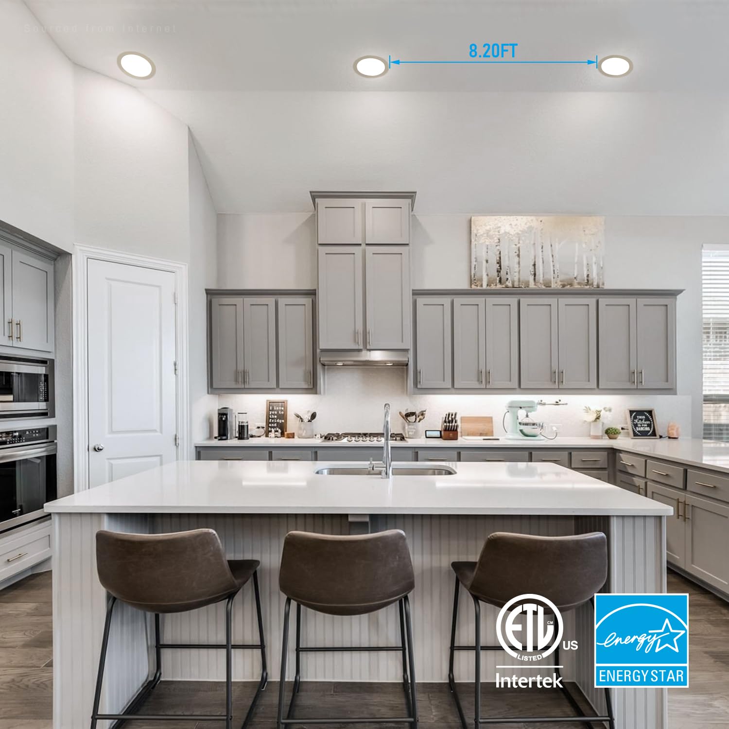 TORCHSTAR E-Lite Series 8 Inch Slim Recessed Lighting, 18W Dimmable, Daylight 5000K, Satin Nickel, Model XO1JDL-8D