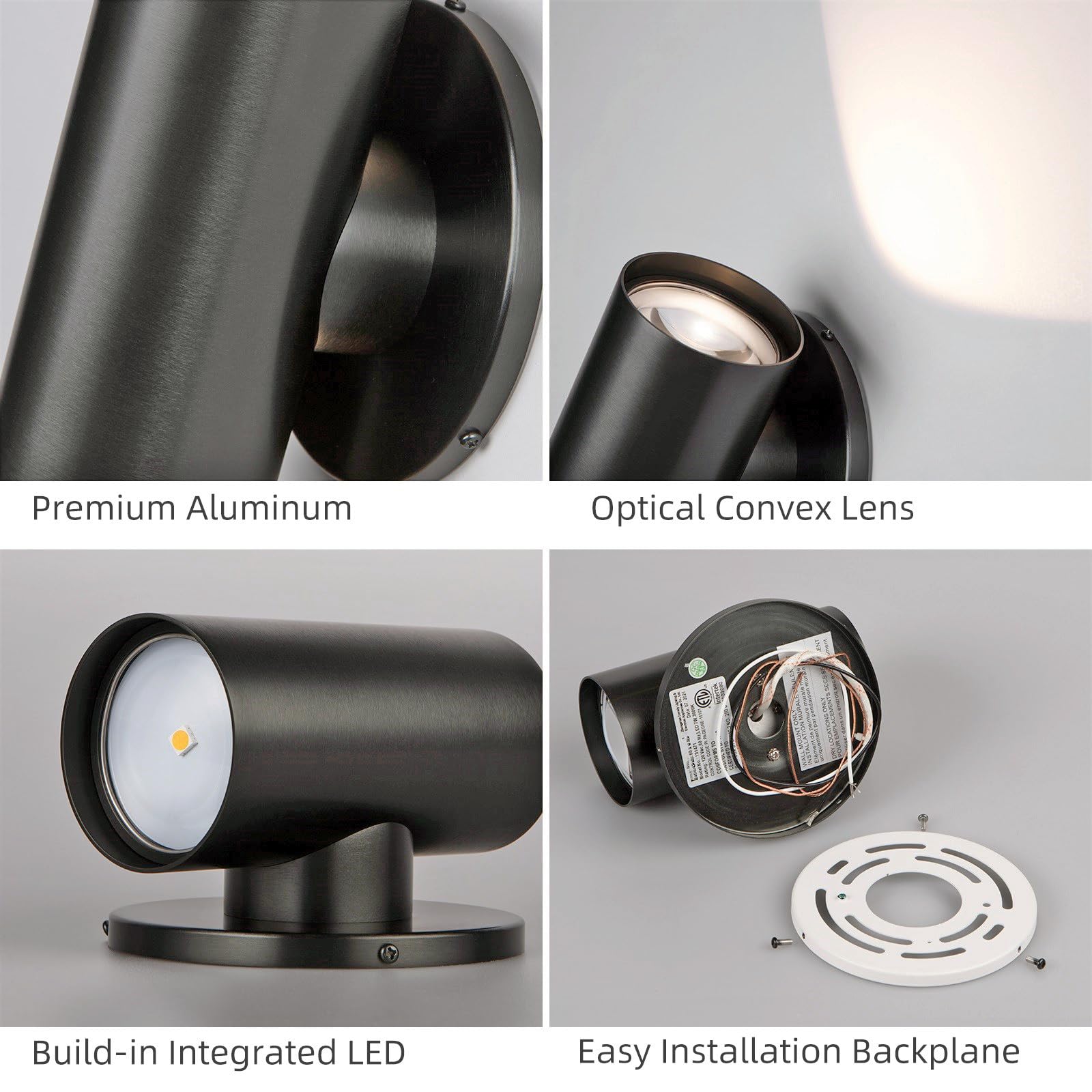 Tubicen LED Wall Sconce, Dimmable 7W Indoor Lighting, 5.4"H Cylinder, Dark Gray, Model T131471-SDG