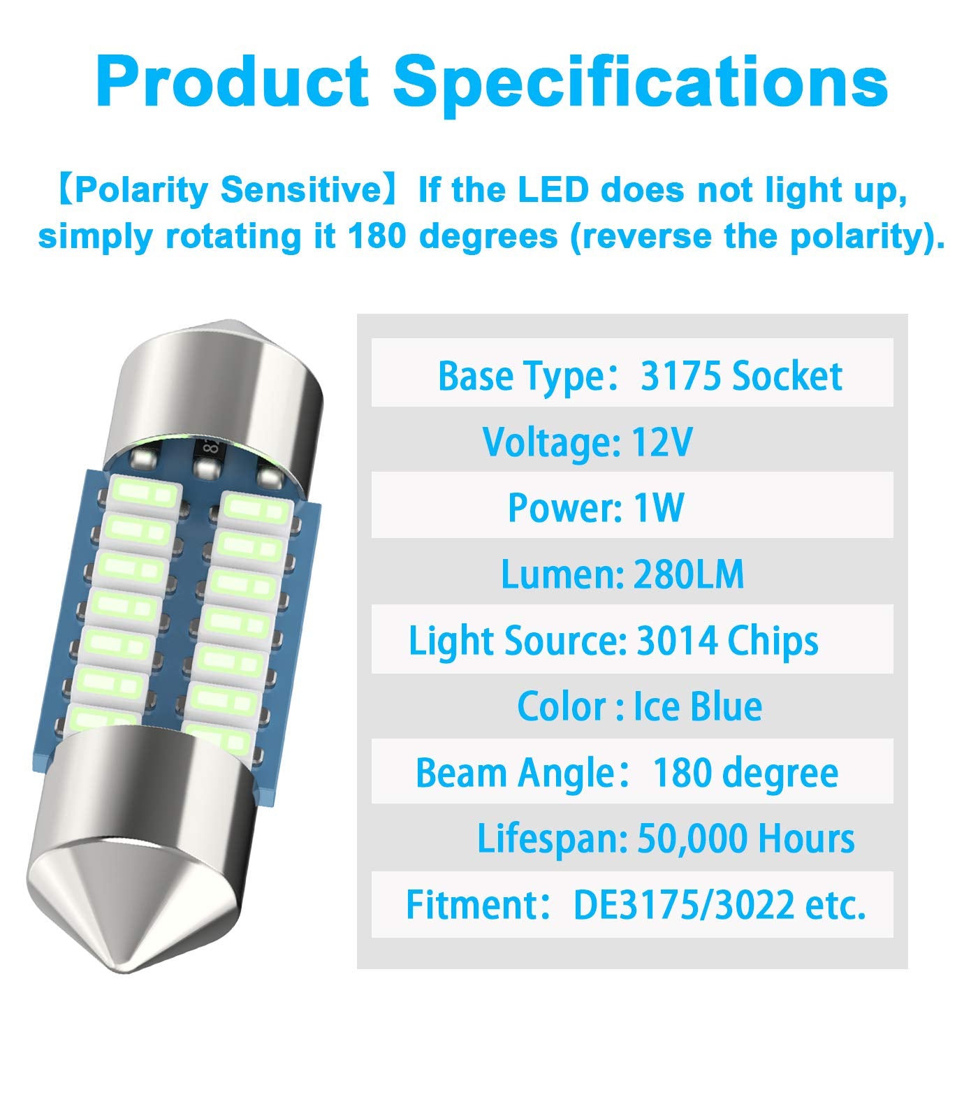 Serundo Auto De3175 Led Car Bulb 31Mm 1.22In Led Festoon Bulb, De3021 De3022 De3023 6428 6430 7065 Led Festoon Bulb, Interior Le