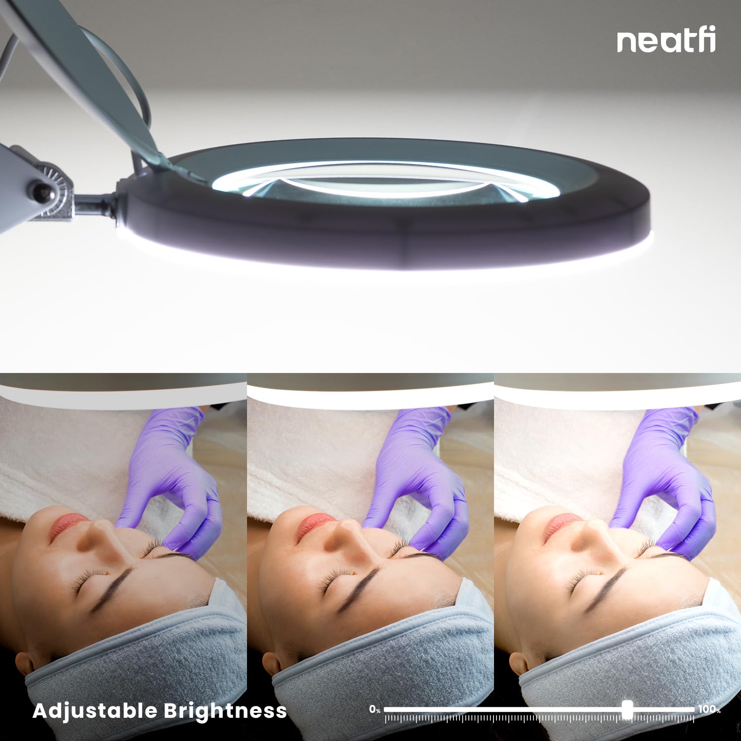 (New Model) Neatfi Led Magnifying Lamp With Clamp, 5D Magnification, 120Pcs Smd Leds, 12W, Adjustable Color Temperature (White,
