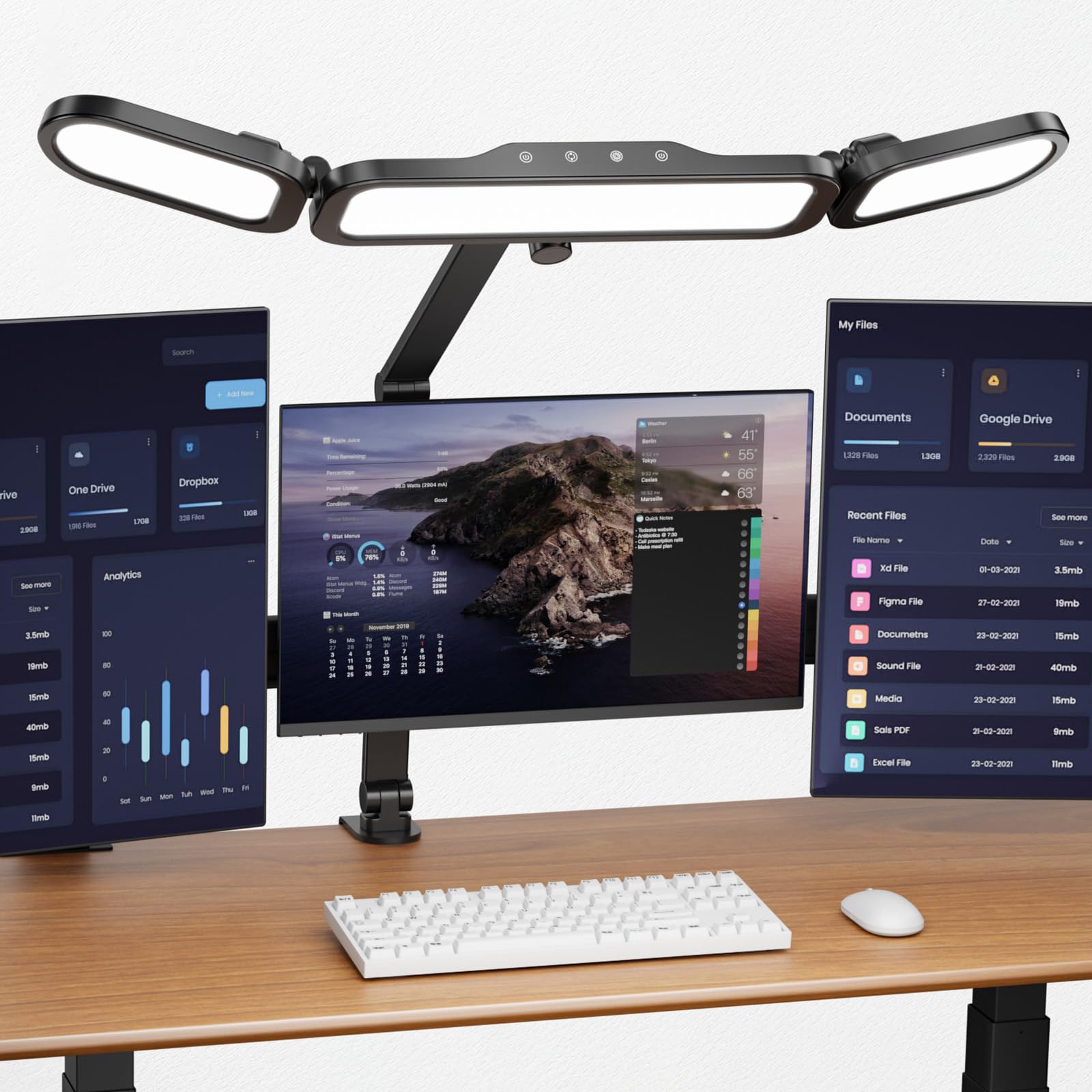 Nuerpo Led Desk Lamp With Clamp,Adjustable Swing Arm Desks Lamps For Home Office,Dimmable Tempering Eye Care Desk Light Bright M