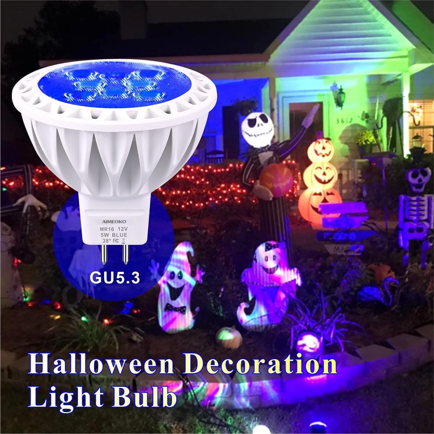 Aimeoko Mr16 Led Bulb Light Bulbs 6 Pack, 5W (50W Halogen Equivalent) Gu5.3 Base 12V Spotlight 38 Deg For Landscape Yard Garden