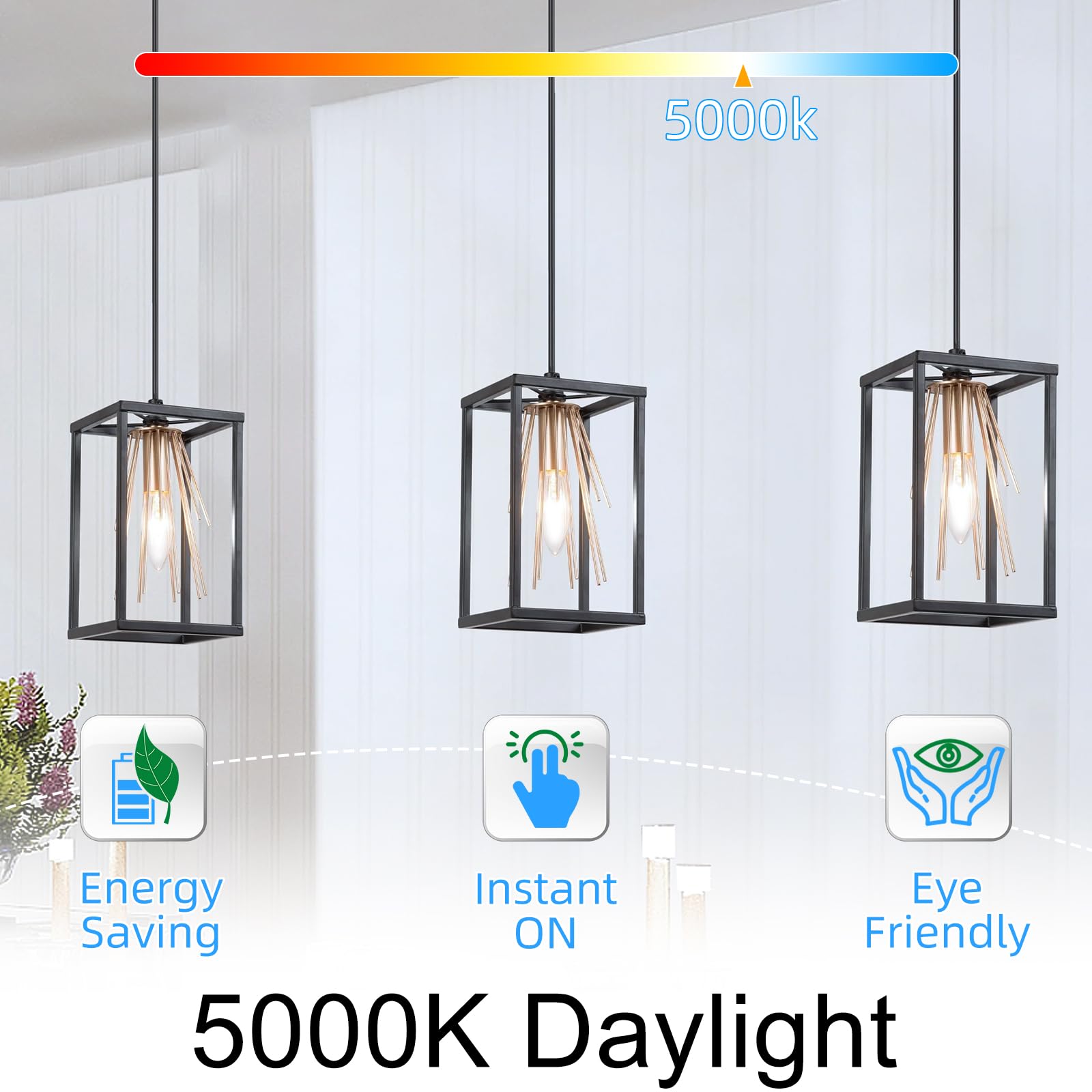 Gvvoohome E12 Candelabra Bulb 40 Watt, E12 Led Bulb Dimmable Chandelier Light Bulbs, 5000K Daylight B10 Candle Light Bulbs, 90+C