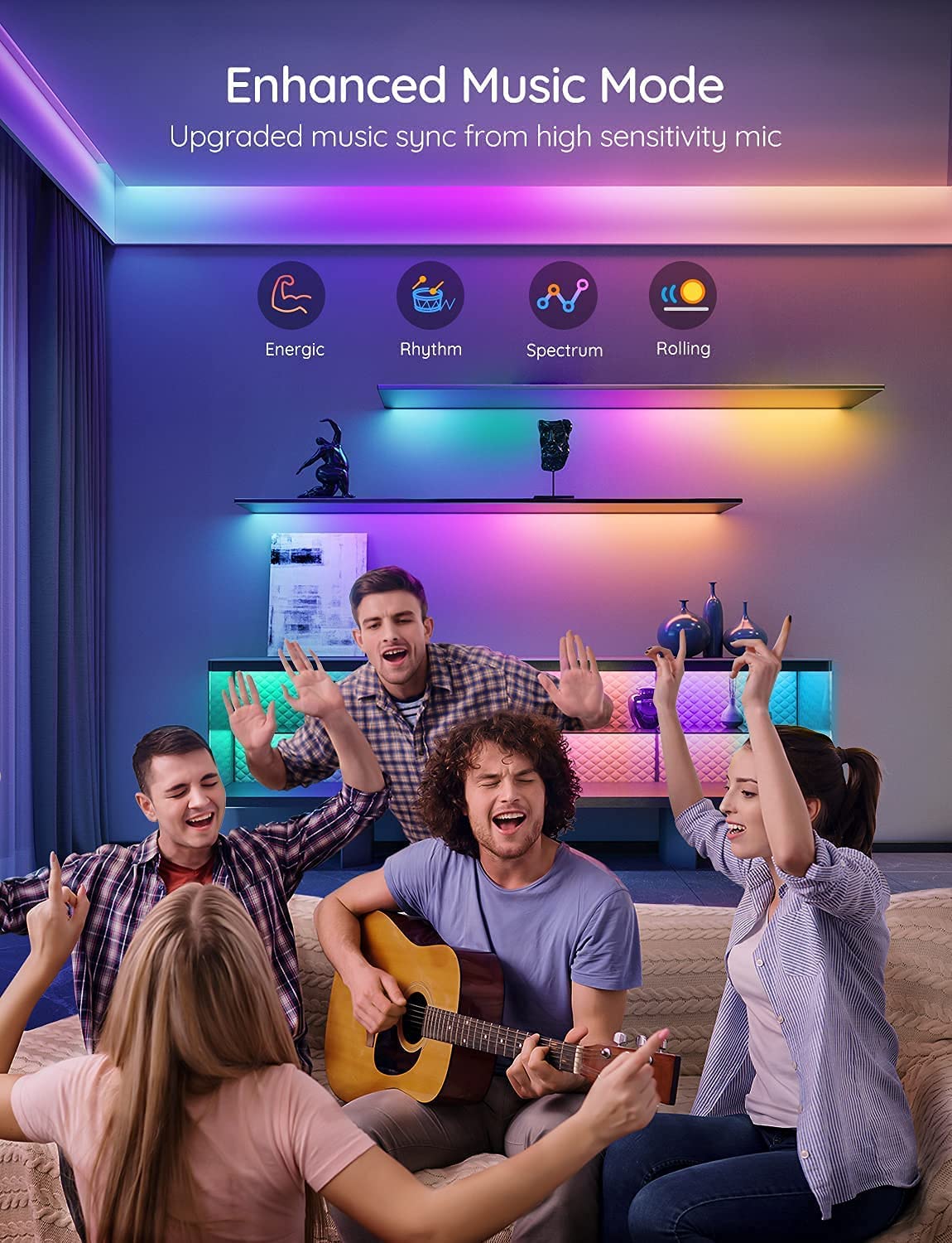 Govee RGBIC LED Strip Lights 16.4ft WiFi Smart Lights Alexa/Google Assistant Music Sync Color Changing Model H619A