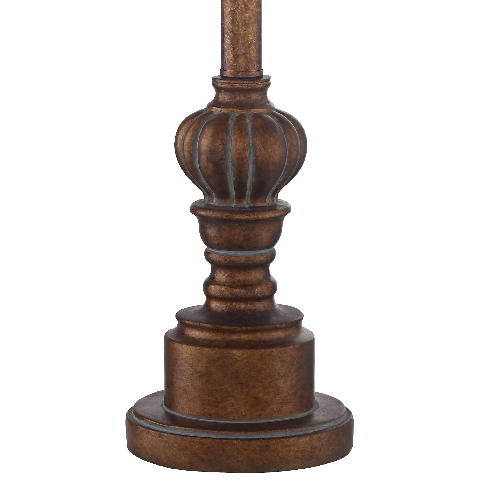 Regency Hill Buffet Table Lamps Set of 2, 28in Tall, Dark Brown Wood Tone with Fabric Drum Shades