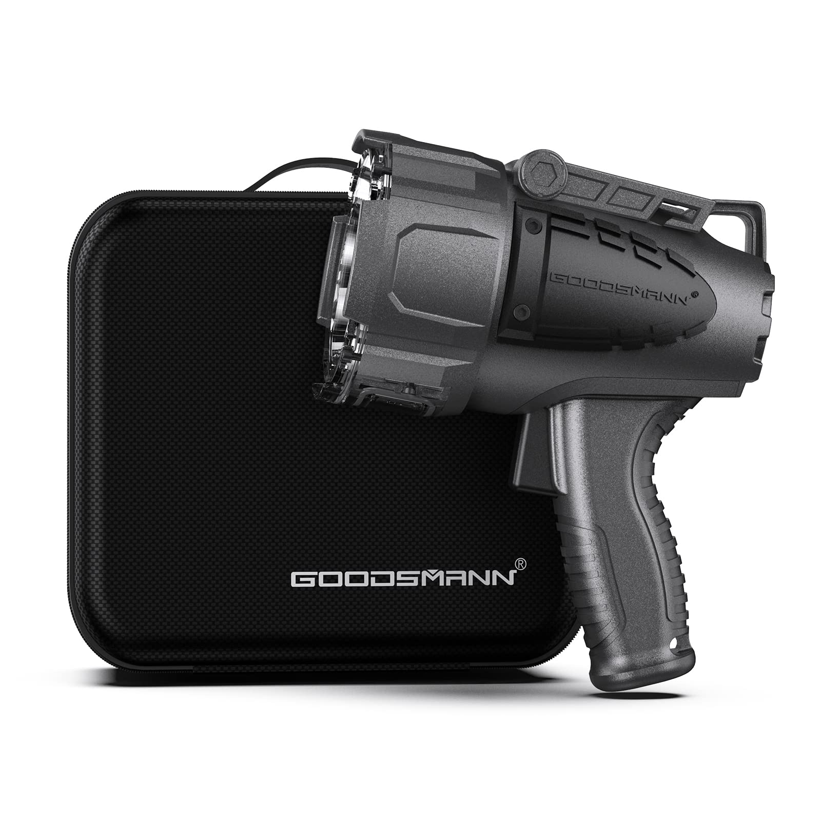 GOODSMANN Spotlight 10000 Lumen Waterproof Rechargeable Marine Spotlight LED Spotlight for Hunting with EVA Carrying Case 9903-C
