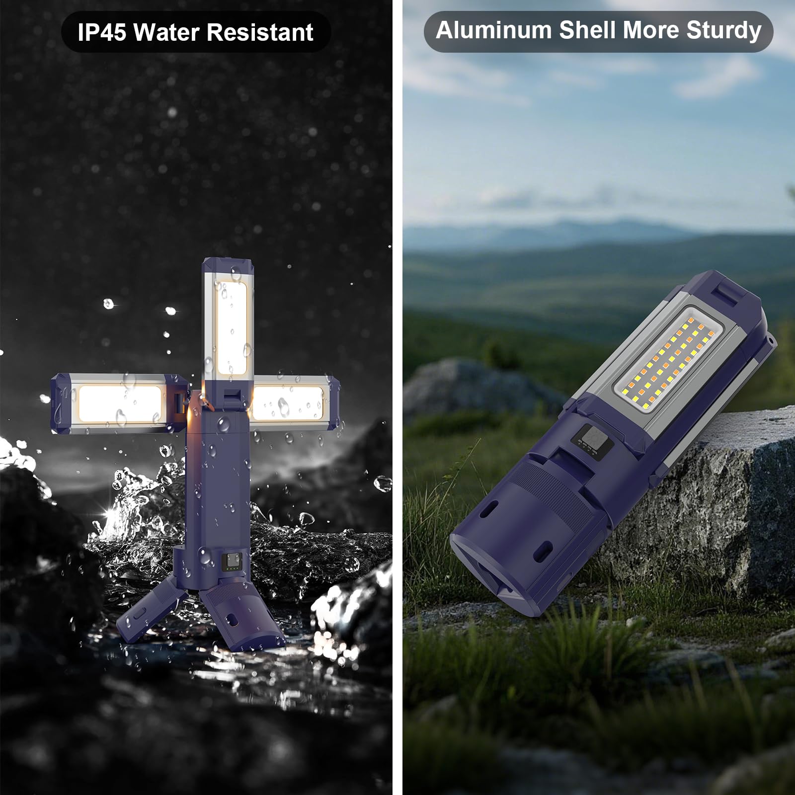 iodoo Rechargeable Camping Light 10000mAh 4000LM Telescopic Lantern Remote Control IP45 Waterproof Black