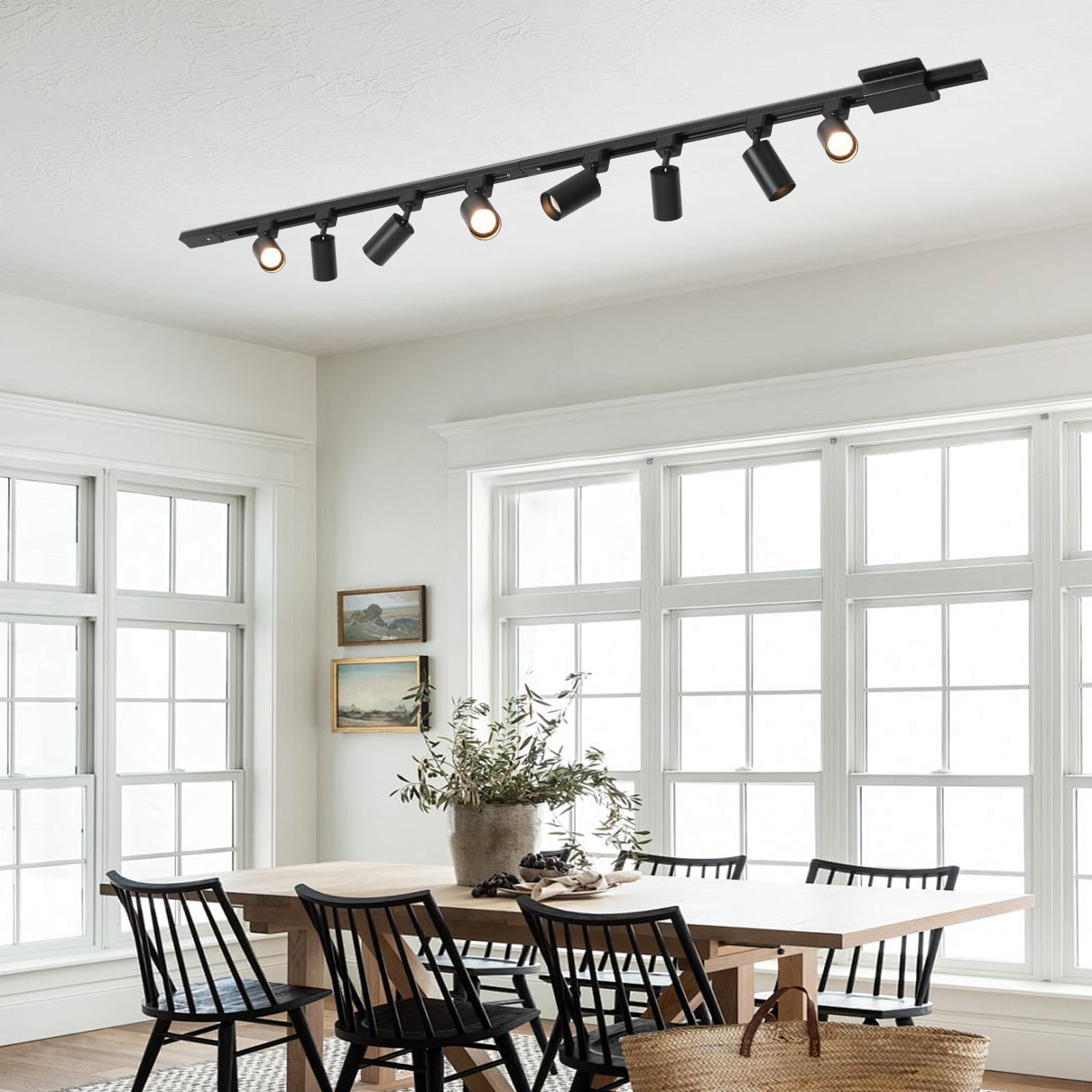 Hiiglxii 6-Light Led Track Lighting Kit With 6.6Ft H Track Lighting Rails & Floating Canopy Connector  Gu10 Track Light Kit  Modern Kitchen Track Lighting Fixtures Ceiling Spot Light  Black (No Bulbs)