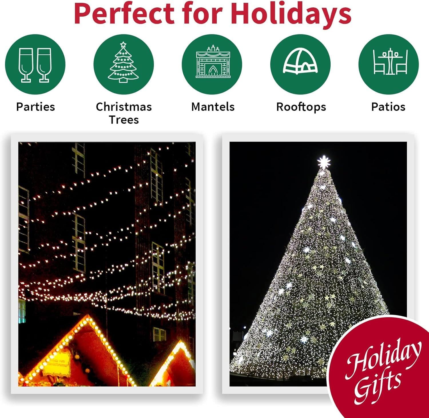 Lamphome 33Ft Christmas Decorative Mini Lights  100 Led Transparent Wire Fairy Starry String Lights Plug In  11 Lighting Modes  For Indoor Outdoor Xmas Tree Wedding Party Decoration (White)