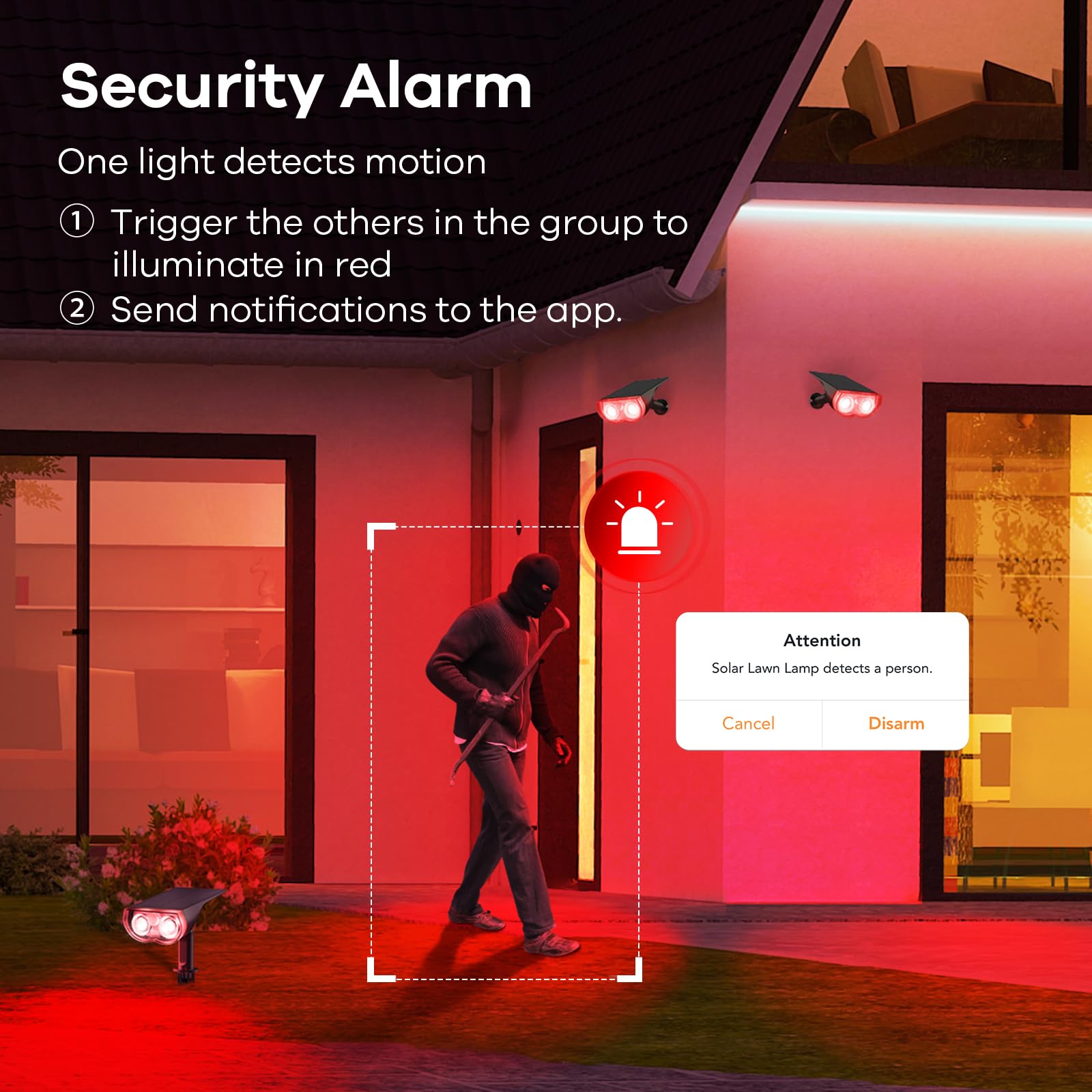 Linkind Smart Solar Spot Lights with Motion Sensor, APP Control, IP65, 2 Pack, Multicolor, Model LK-SL5M-RGBTW-US-2-AZ