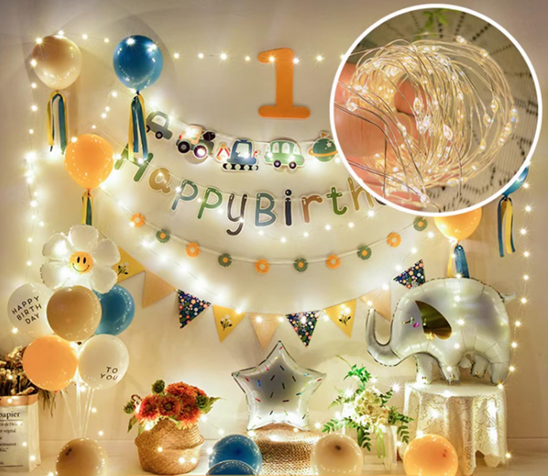Ranlraka Warm White Led Fairy Lights - 7 Ft Battery Operated, Waterproof Copper Wire, 20 Lights For Diy Wedding, Party, Home Decor