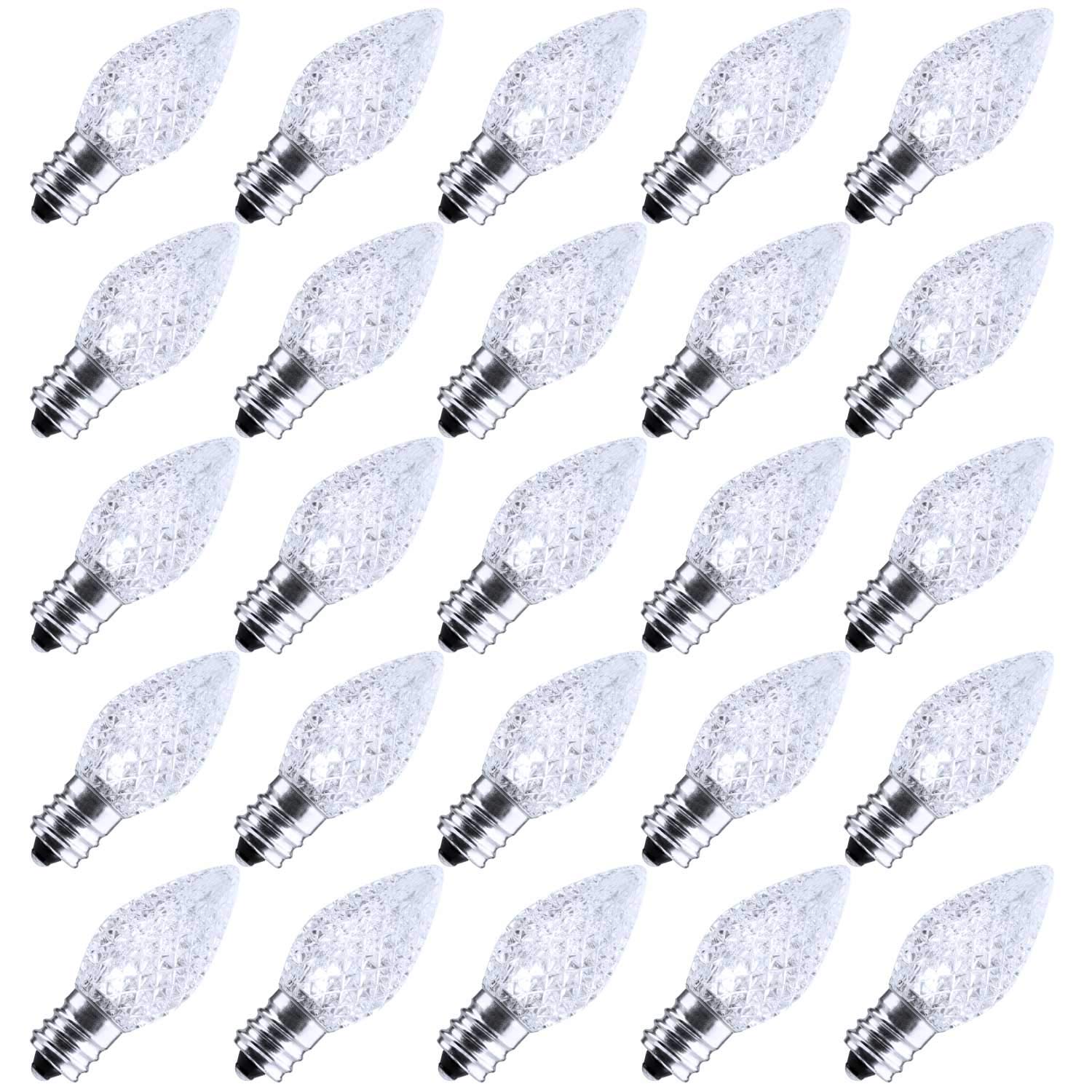 Minetom C7 LED Replacement Light Bulbs, Shatterproof, Dimmable, 50 Count, Pure White, E12 Candelabra Base