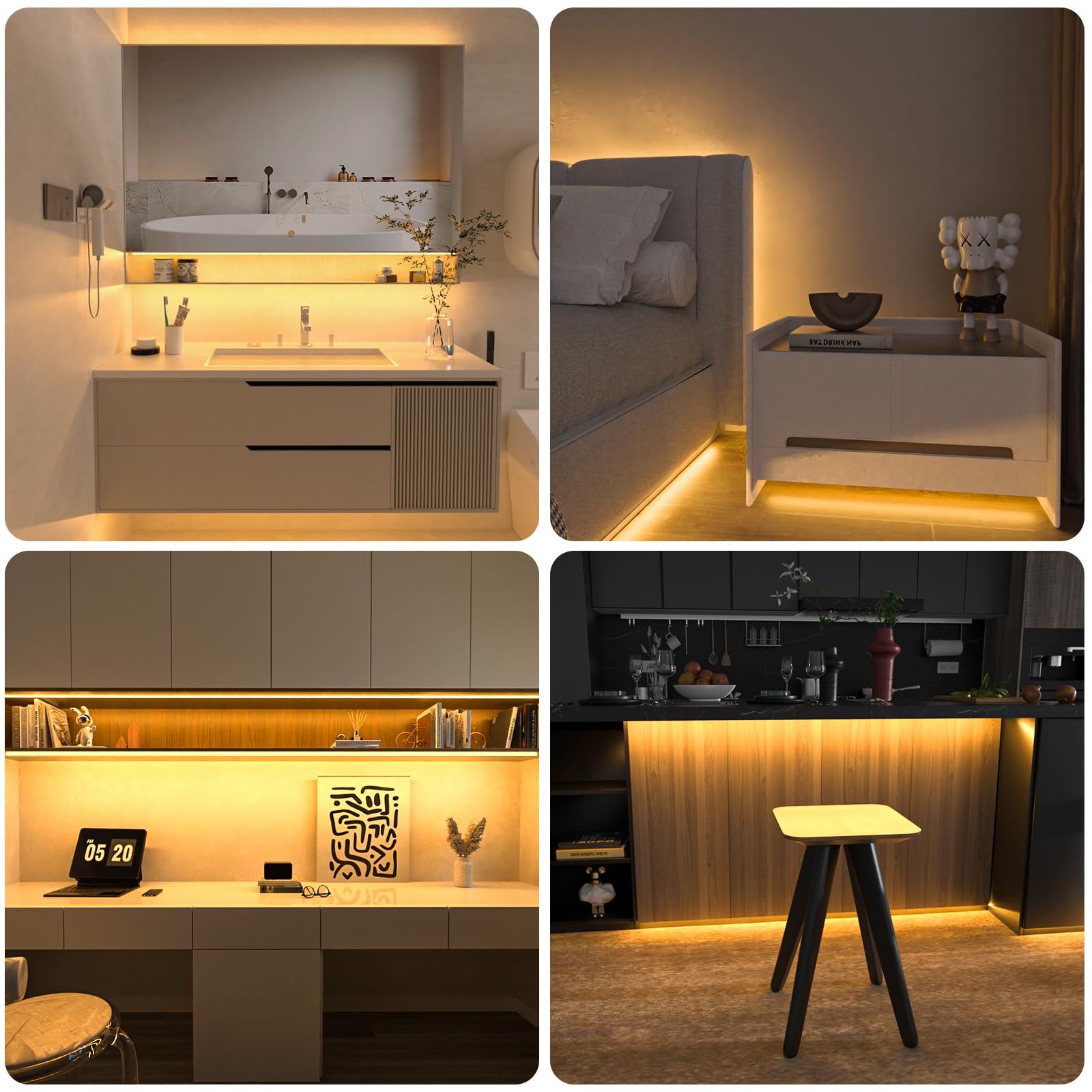 Wobane Cob Led Strip Light Kit,9.8Ft Dimmable Led Light Strip With Rf Remote For Kitchen Cabinet,Counter,Shelf,Tv Back,3000K Warm White,Cri90+,Surper Bright,1500Lm,Timing,960 Leds,Etl Adapter