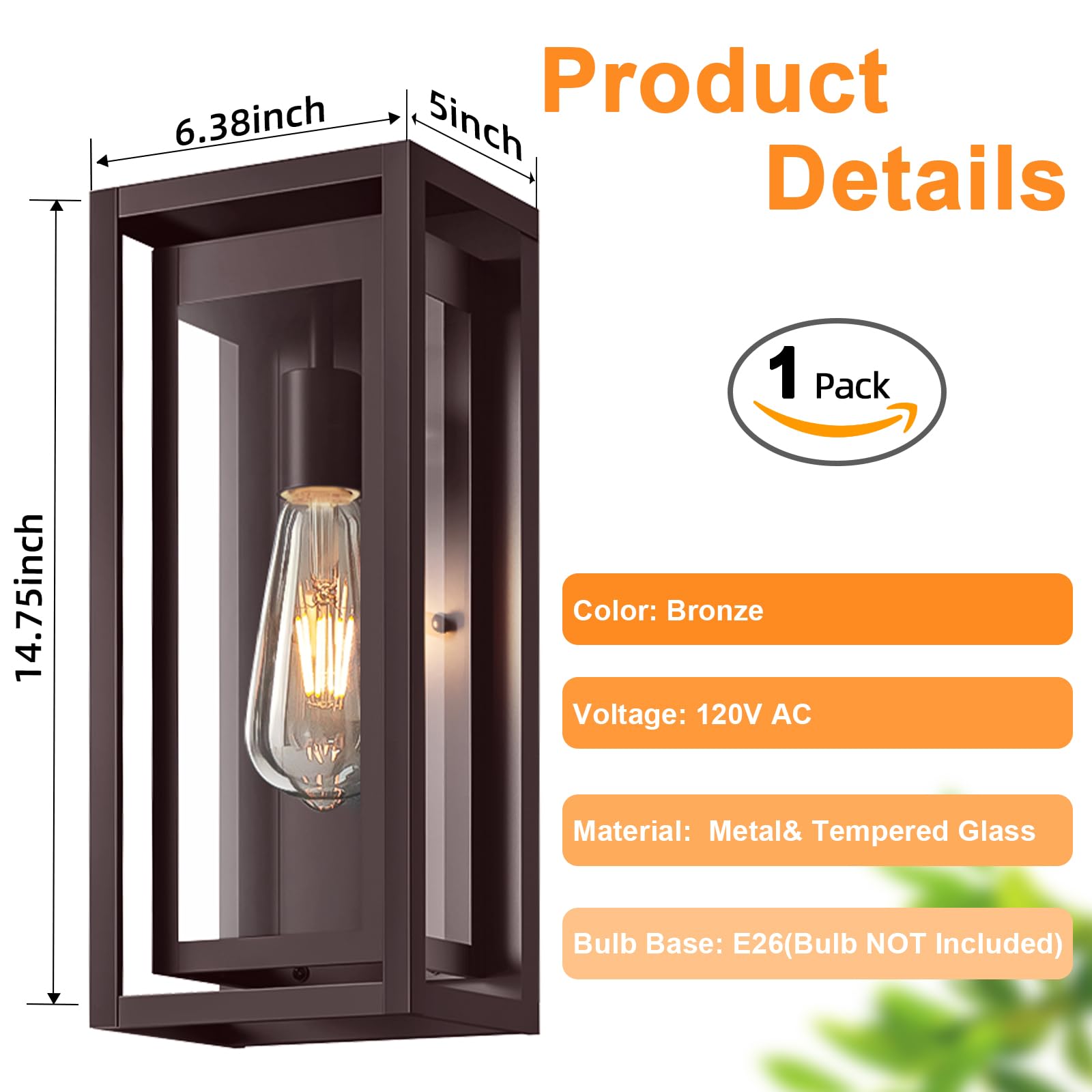 Slypadan 15'' Large Oil Rubbed Bronze Outdoor Light Fixture, Orb Outdoor Sconces, Modern Waterproof Wall Lights With Clear Glass