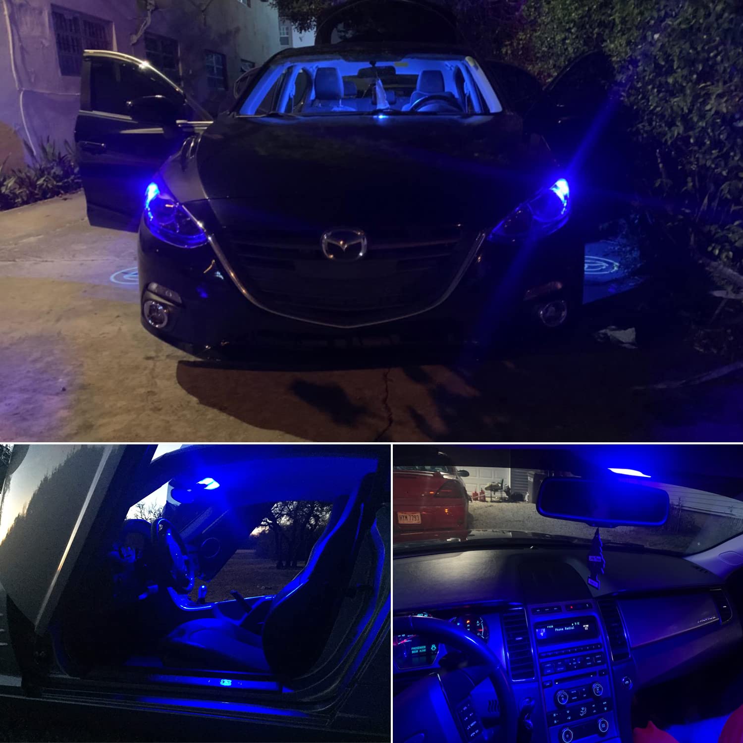 Phinlion 194 Led Light Bulb Blue Super Bright 168 2825 W5W T10 Wedge 6-Smd 3030 Chipsets Led Replacement Bulbs For Car Interior