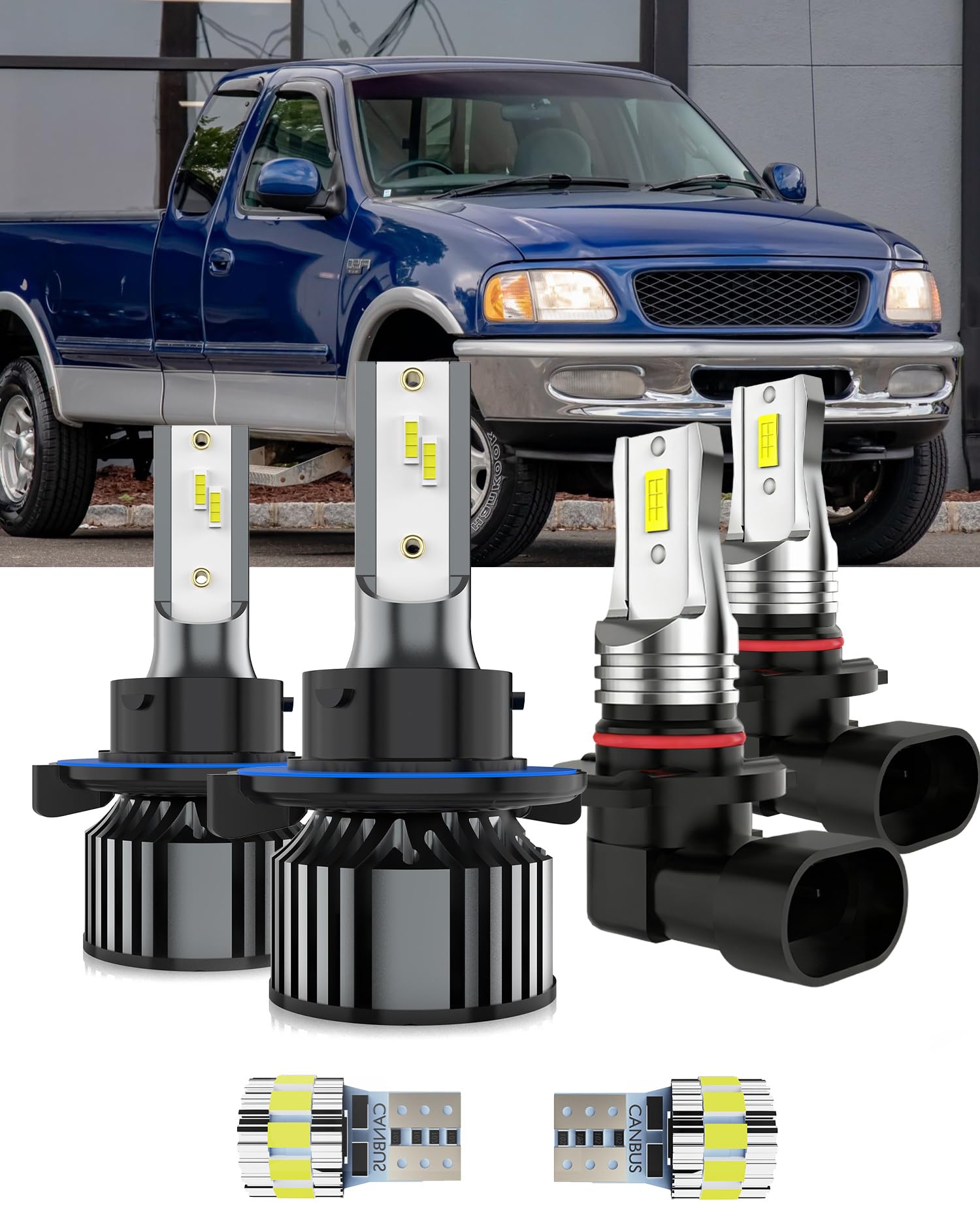 AYOTZIH Bulbs Fit For Ford F150 1997-2003, 9007 High/Low Beams 9145 Fog Lights License Plate Lights Combo, 400% Brightness 6000K