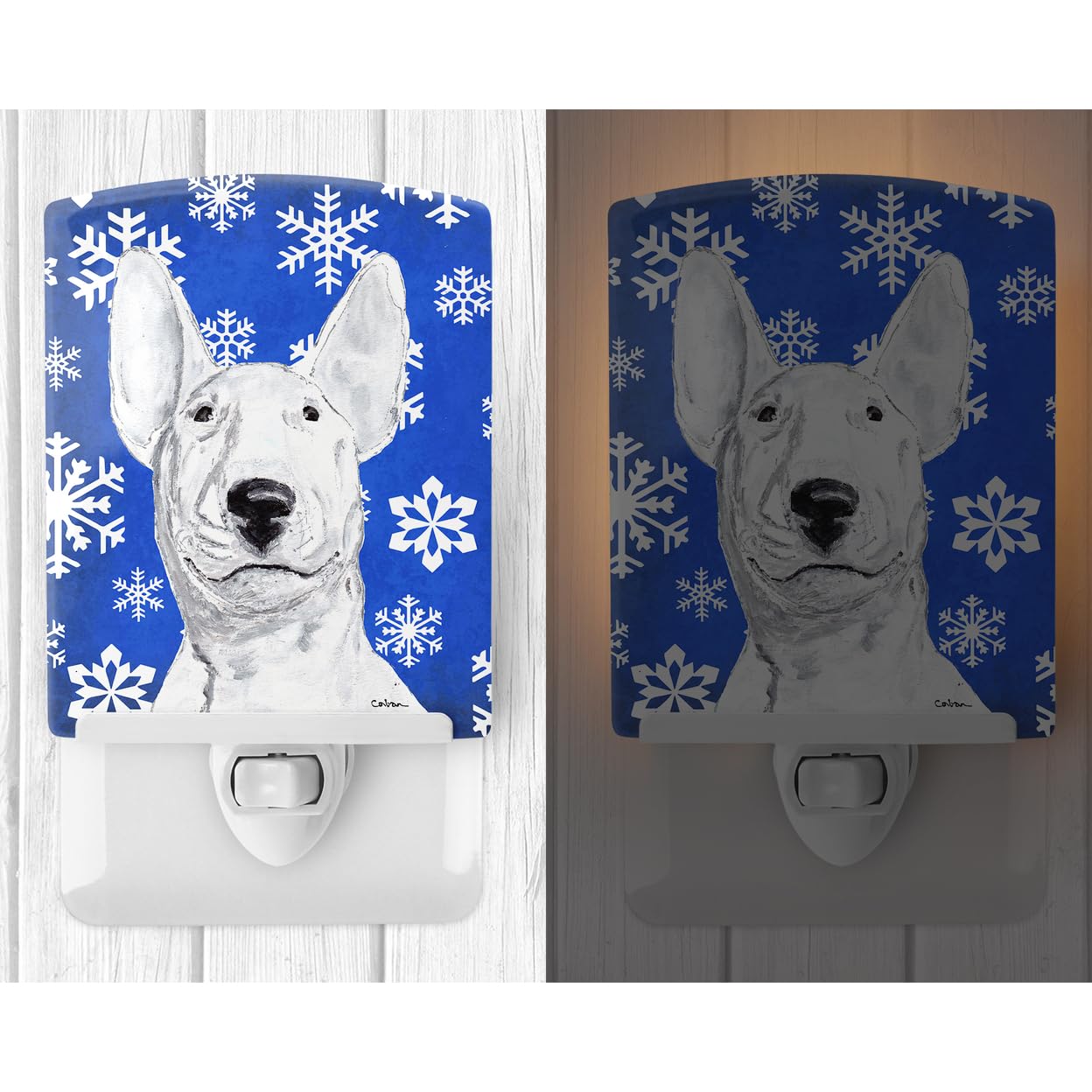 Carolines Treasures Bull Terrier Ceramic Night Light, UL-Certified, 6x4x3in, Multicolor, Model SC9604CNL