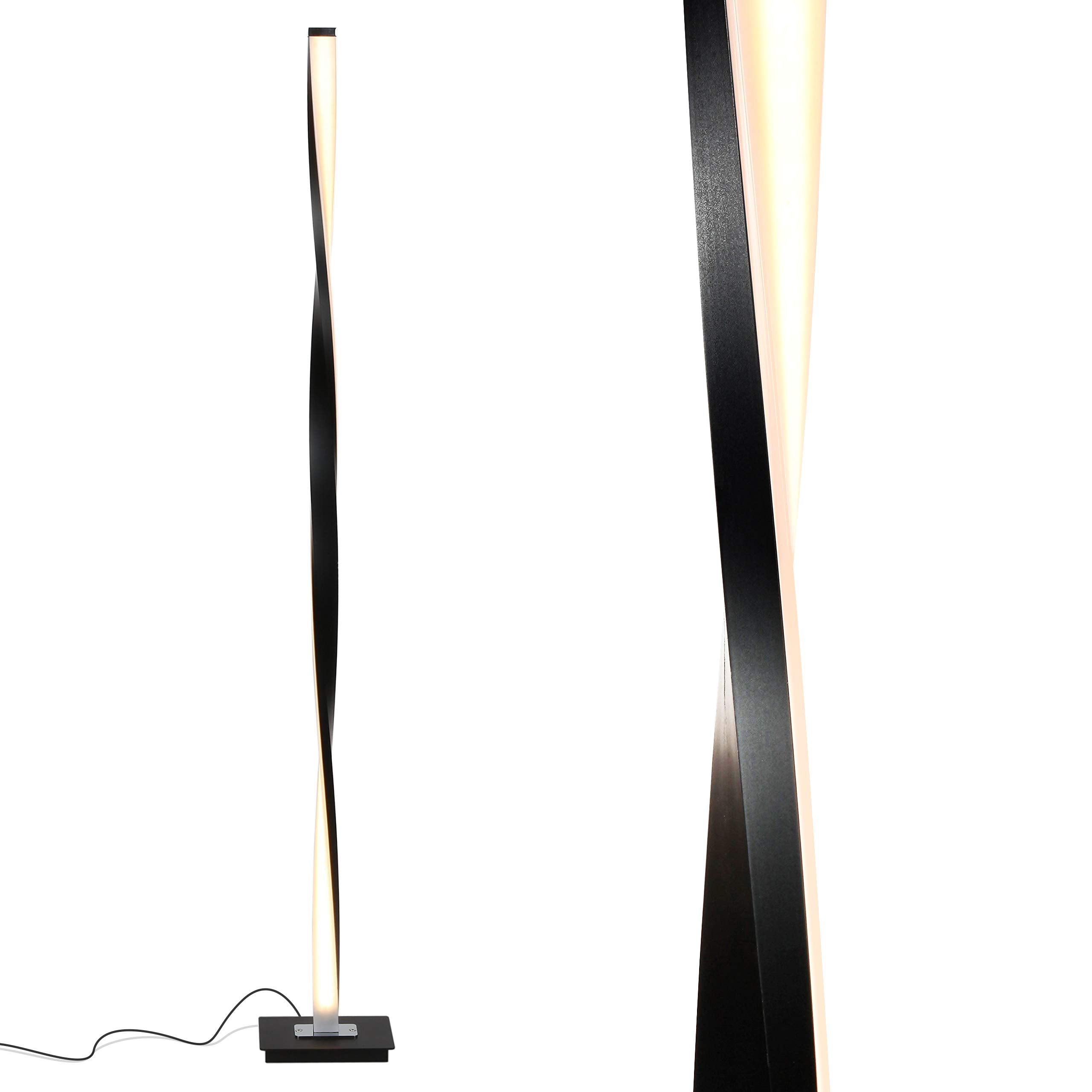 Brightech Helix LED Floor Lamp, 48in Tall Dimmable Metal Pole Lamp, Warm White Light, Black Frame, Model BT-FL-HLX-BLCK