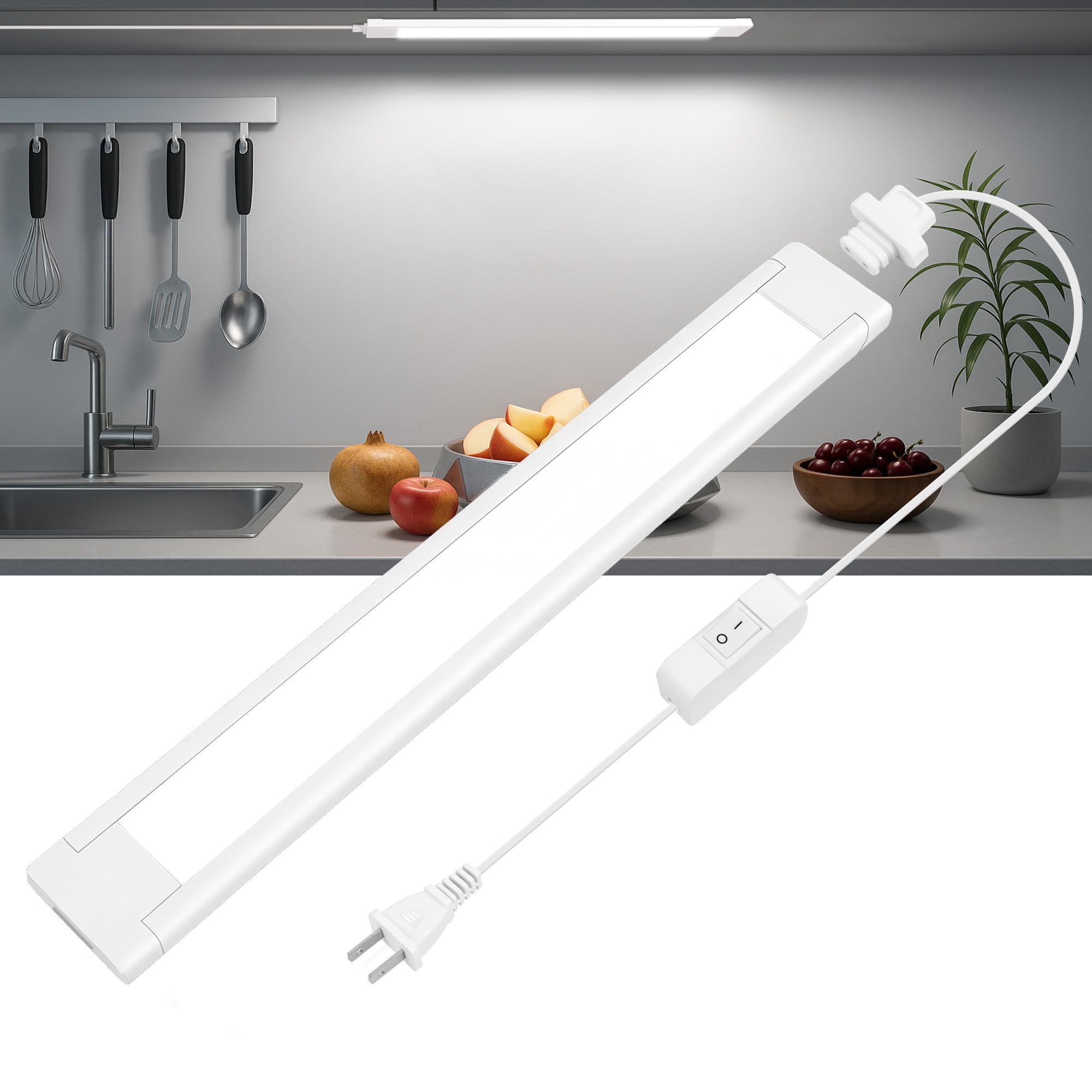 Maylit Under Cabinet Lighting Plug In  14 Inch Linkable Ultra Bright Led Light Bar  Renter Friendly Lamp  Wired Indoor Lights For Kitchen Cabinet  Counter  Workbench  Desk  Shelf  Cool White