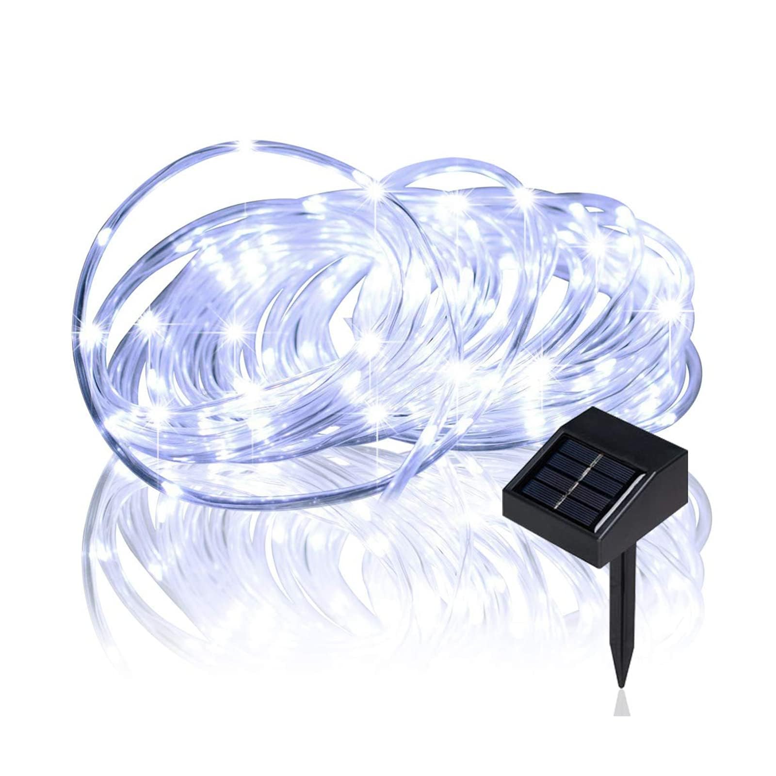 lychee Solar Rope Lights 50LED Waterproof 16.5ft String Lights for Outdoor Home Garden Wedding Decoration - White