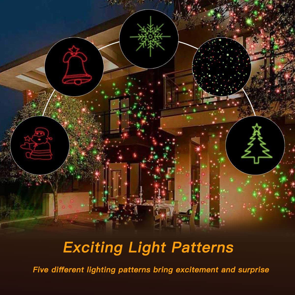 Rgb Laser Christmas Lights - Indoor/Outdoor, 3 Colors, Multiple Patterns, Waterproof With Remote - For Holiday Decor