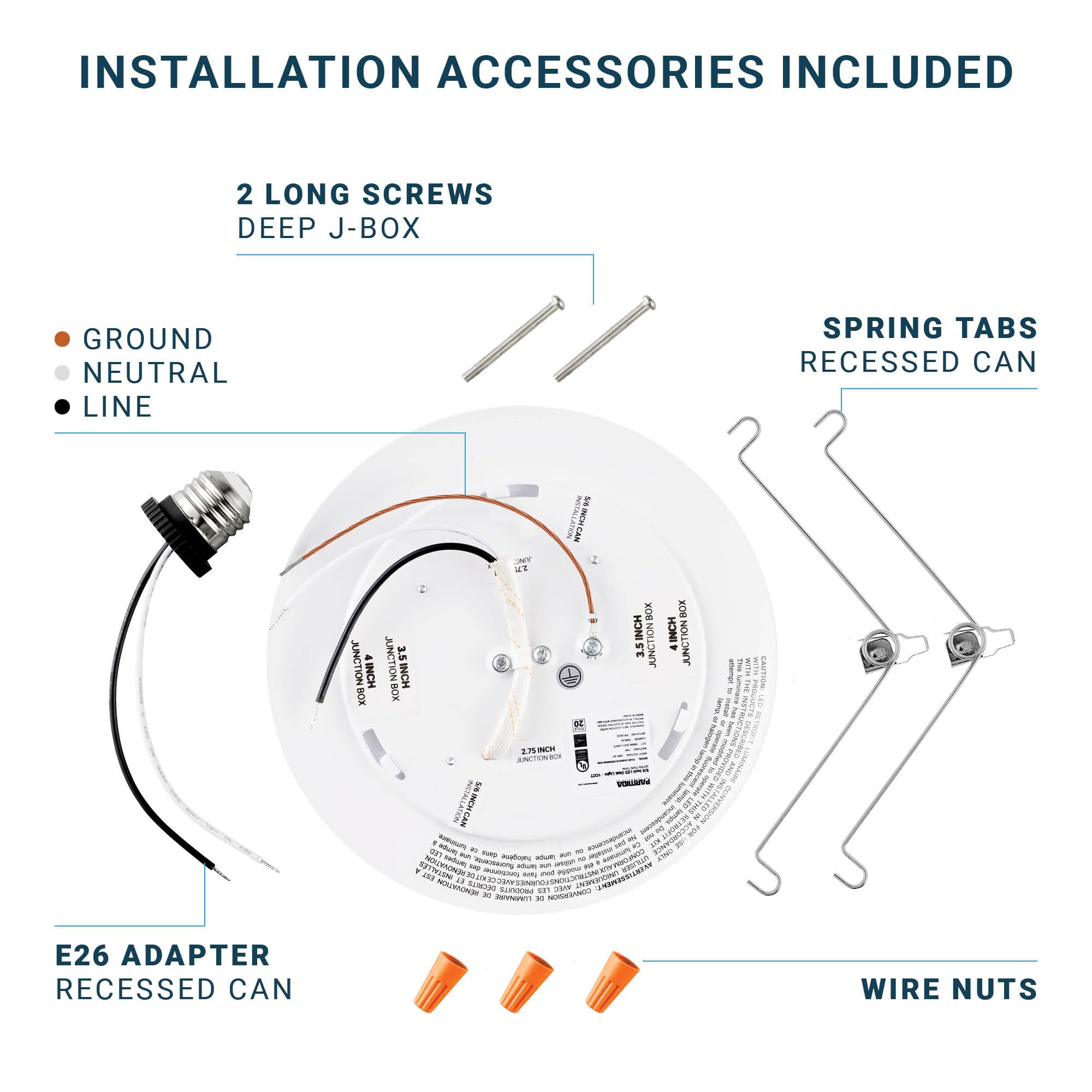 Parmida (4 Pack) 5/6 Inch Dimmable Led Disk Light Surface Flush Mount 15W, Ul Listed, Recessed Retrofit Ceiling Lights, Energy Star, Installs Into Junction Box Or Recessed Can, 1050Lm - 2700K