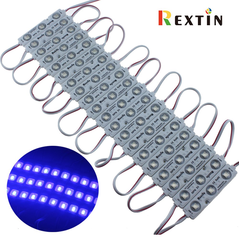 Rextin Super Bright 200Pcs 3 Led Module Blue 5050 Smd 66-72Lm Each Module Waterproof Decorative Light For Letter Sign Advertisin