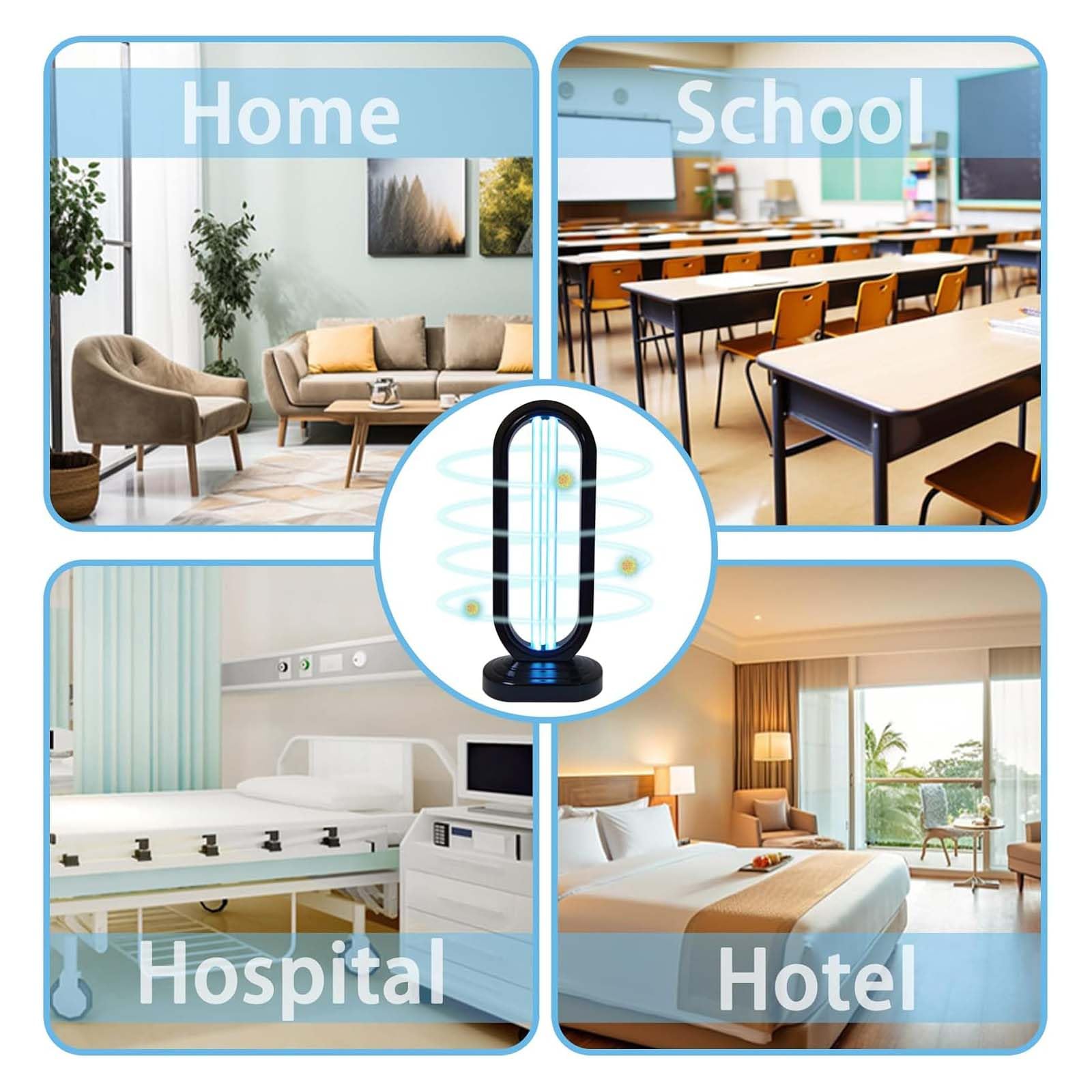 Generic UV Light - UV Bed Bug Lamp with 4-Speed Timing, Remote Control, 38W UVC Bulb, 1Pc Black, Model CJWDGGY3