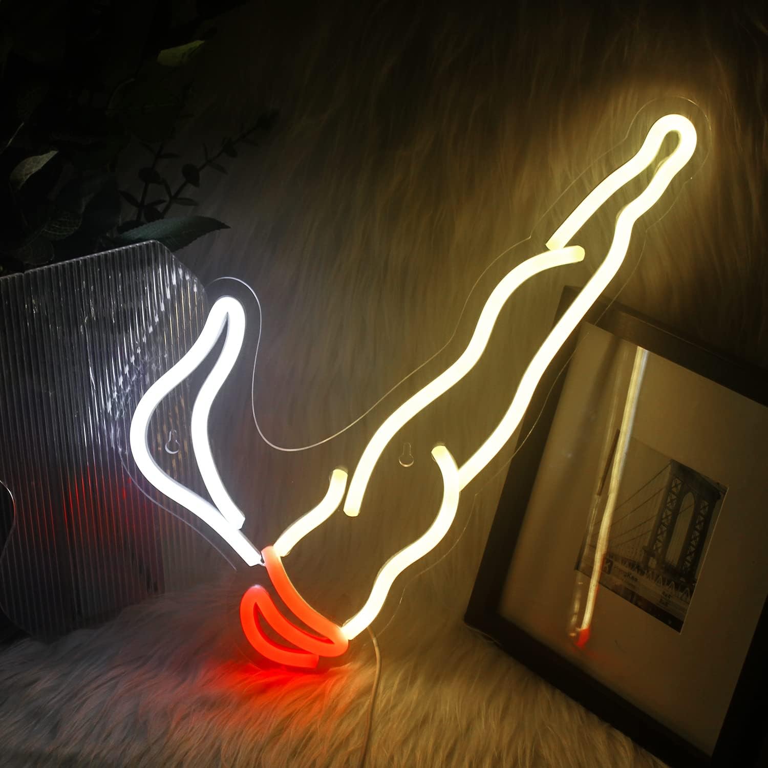 ineonlife LED Neon Sign, Red White Wall Decor Light, Model NS112, Acrylic Material, USB Powered, Unique Night Light for Boys
