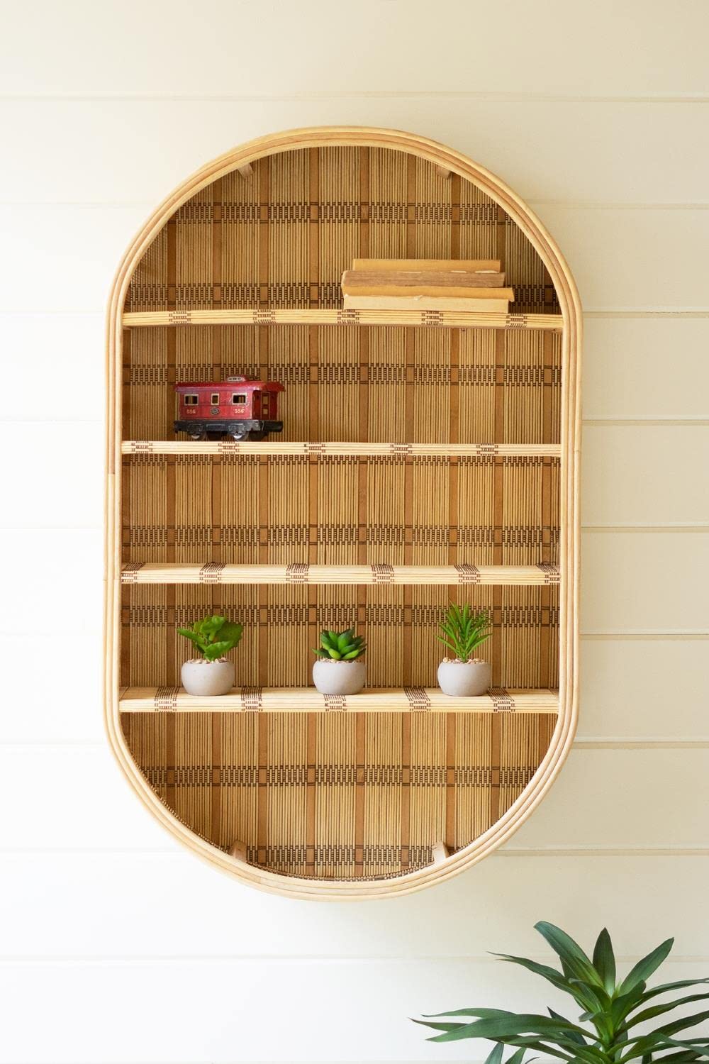 OVAL RATTAN WALL SHELF