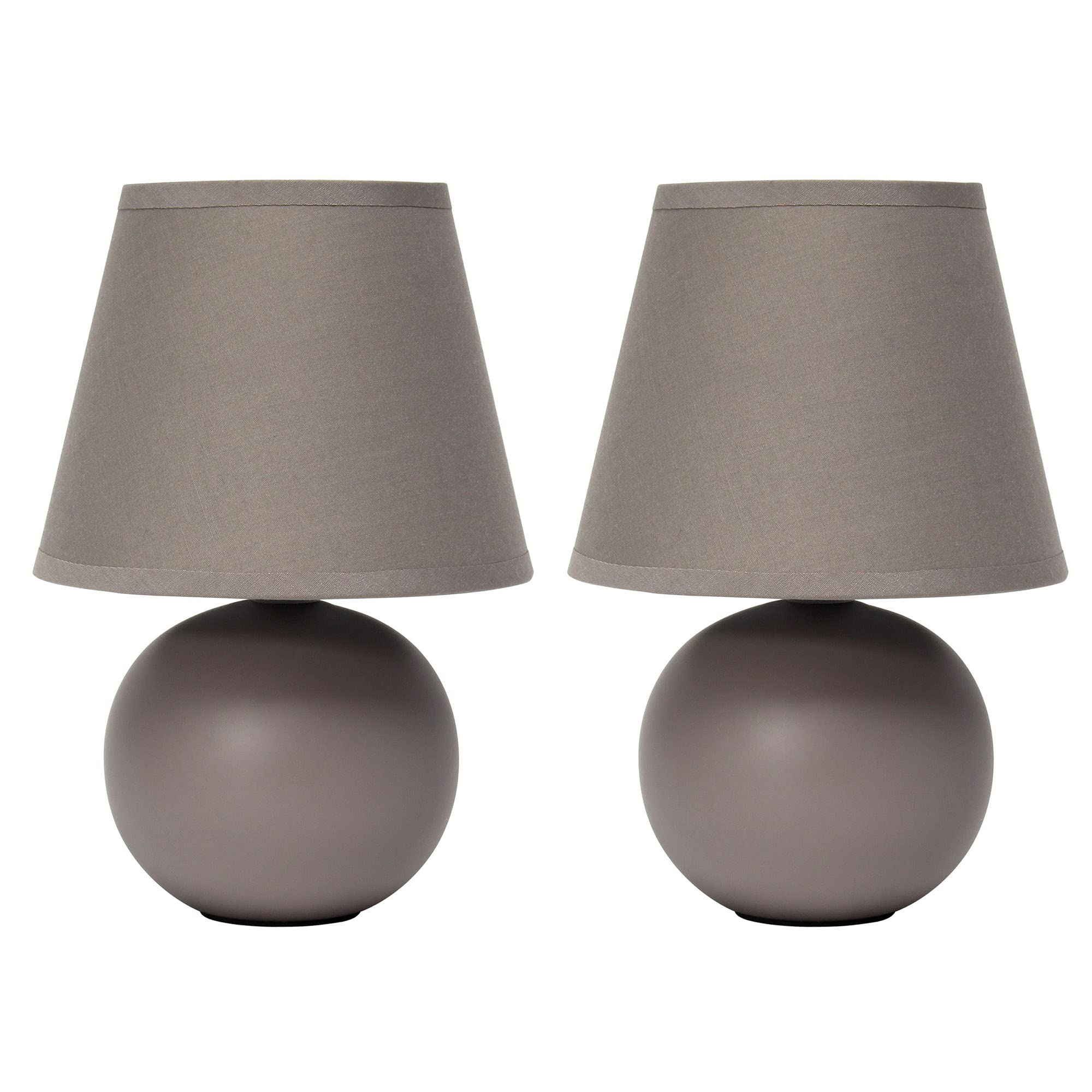 Creekwood Home Gray Ceramic Orb Base Table Lamp Set, 8.66&quot; With Drum Shade, 2-Pack