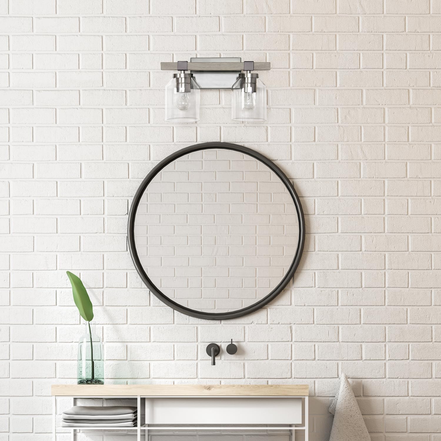 All The Rages Barnlit 2-Light Metal & Glass Vanity Fixture In Brushed Nickel