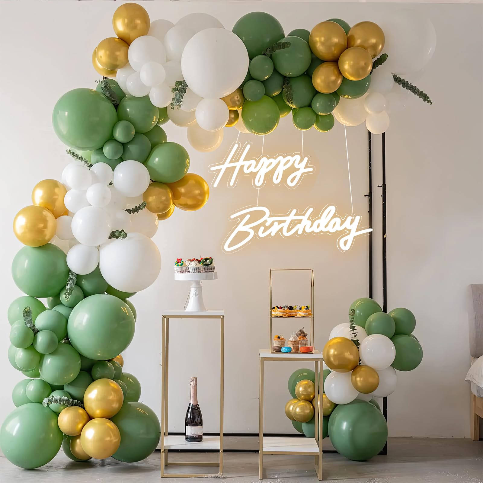 ColorSavvy Happy Birthday Neon Sign, Warm White, 23x8 & 16.5x8 Inch, Acrylic, Model JX-0000, 10 Levels Adjustable Brightness