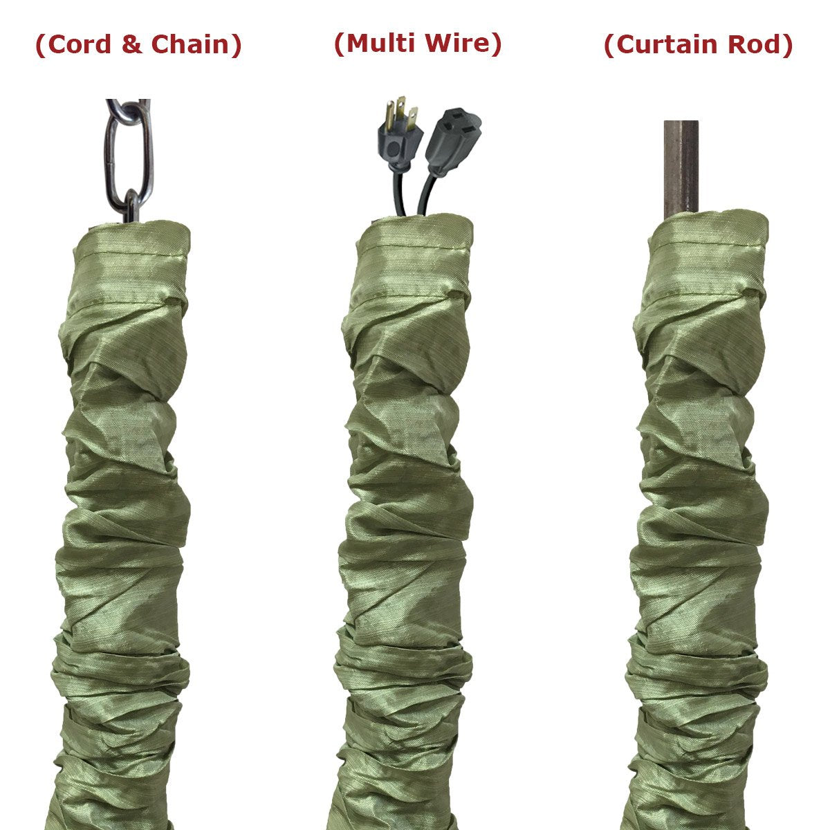 Royal Designs, Inc. Cord & Chain Cover, 4 ft Silk Type Fabric, Touch Fastener, Pear Green, Model CC-10-PGR, 1 Pack