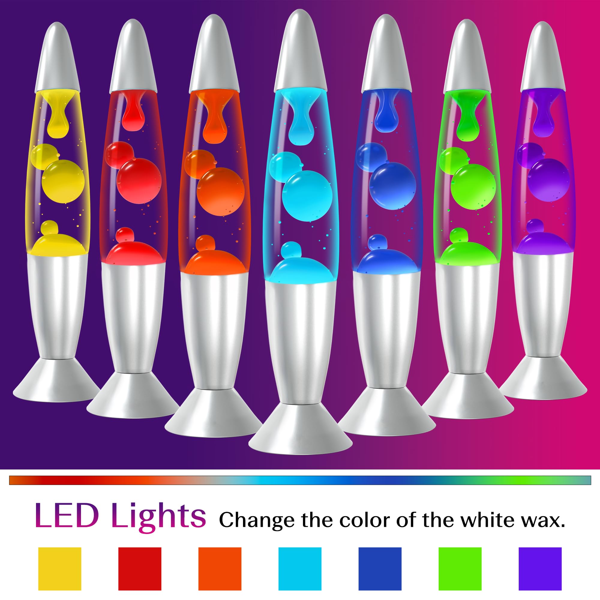 JAMBO 7-Color LED Motion Lamp, 13" Relaxing Night Light, Aluminum, Model led1617, Remote Control, Home Decor