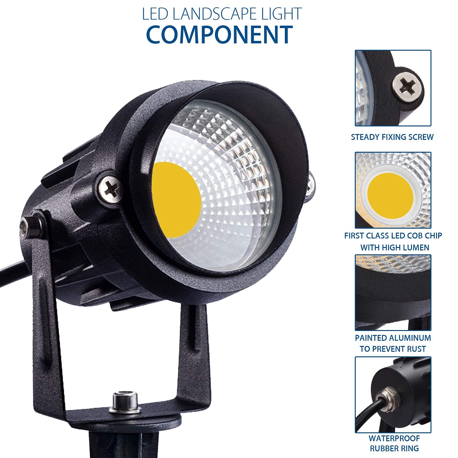 SUNVIE 12W LED Landscape Lights, Waterproof Outdoor Spotlights, 8 Pack, Warm White, Aluminum