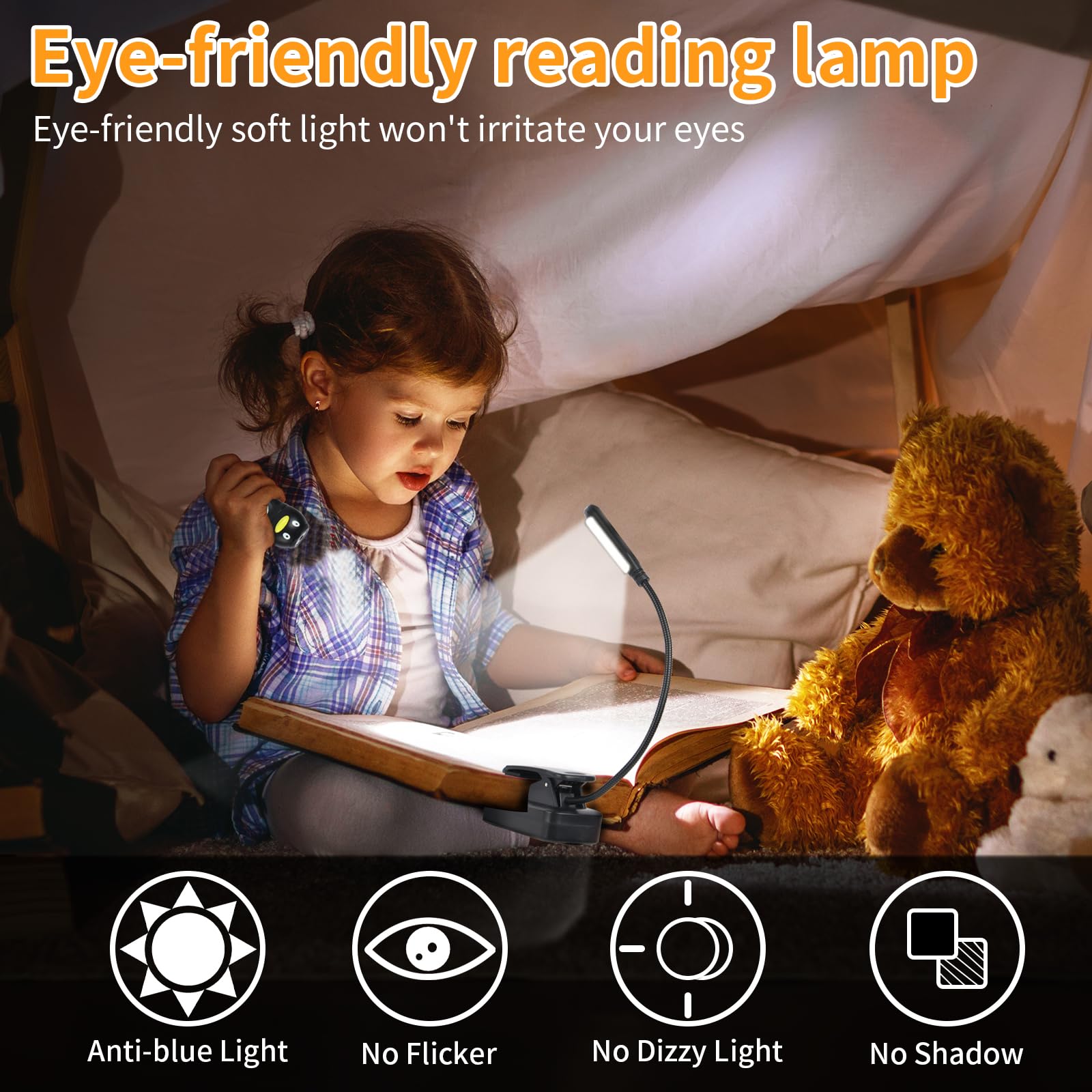 Hilngav Usb-C Rechargeable Book Light For Reading In Bed 3 Pack, 6 Leds With 3 Color Temperature Reading Light, Easily Clip On To A Small Mini Lightweight Book For Read Kids